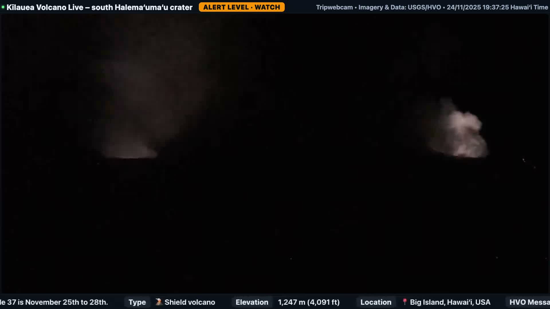 Hawaii , Kilauea Volcano, South Halemaʻumaʻu Crater Live Cam - Volcano, Big Island, Hawaii, USA