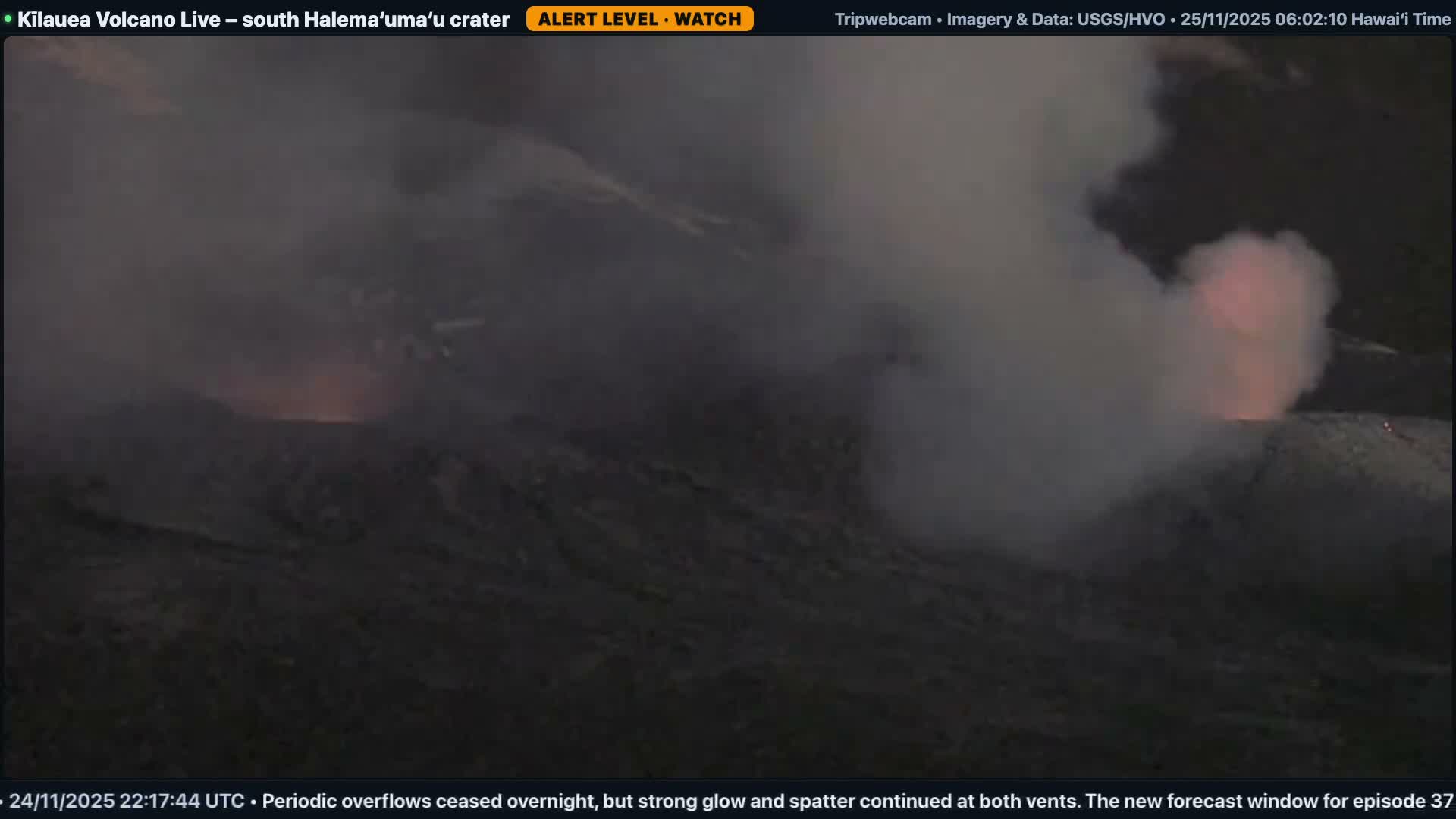 Hawaii , Kilauea Volcano, South Halemaʻumaʻu Crater Live Cam - Volcano, Big Island, Hawaii, USA