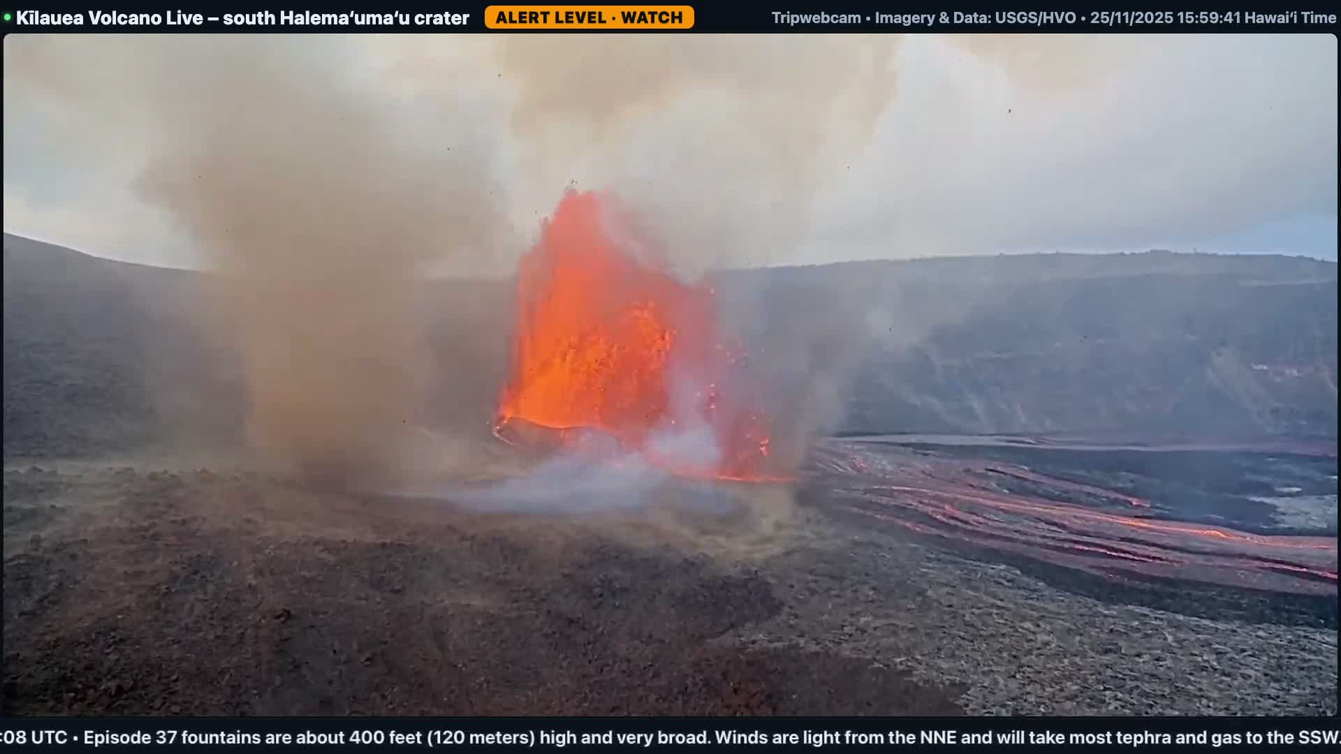 Hawaii , Kilauea Volcano, South Halemaʻumaʻu Crater Live Cam - Volcano, Big Island, Hawaii, USA