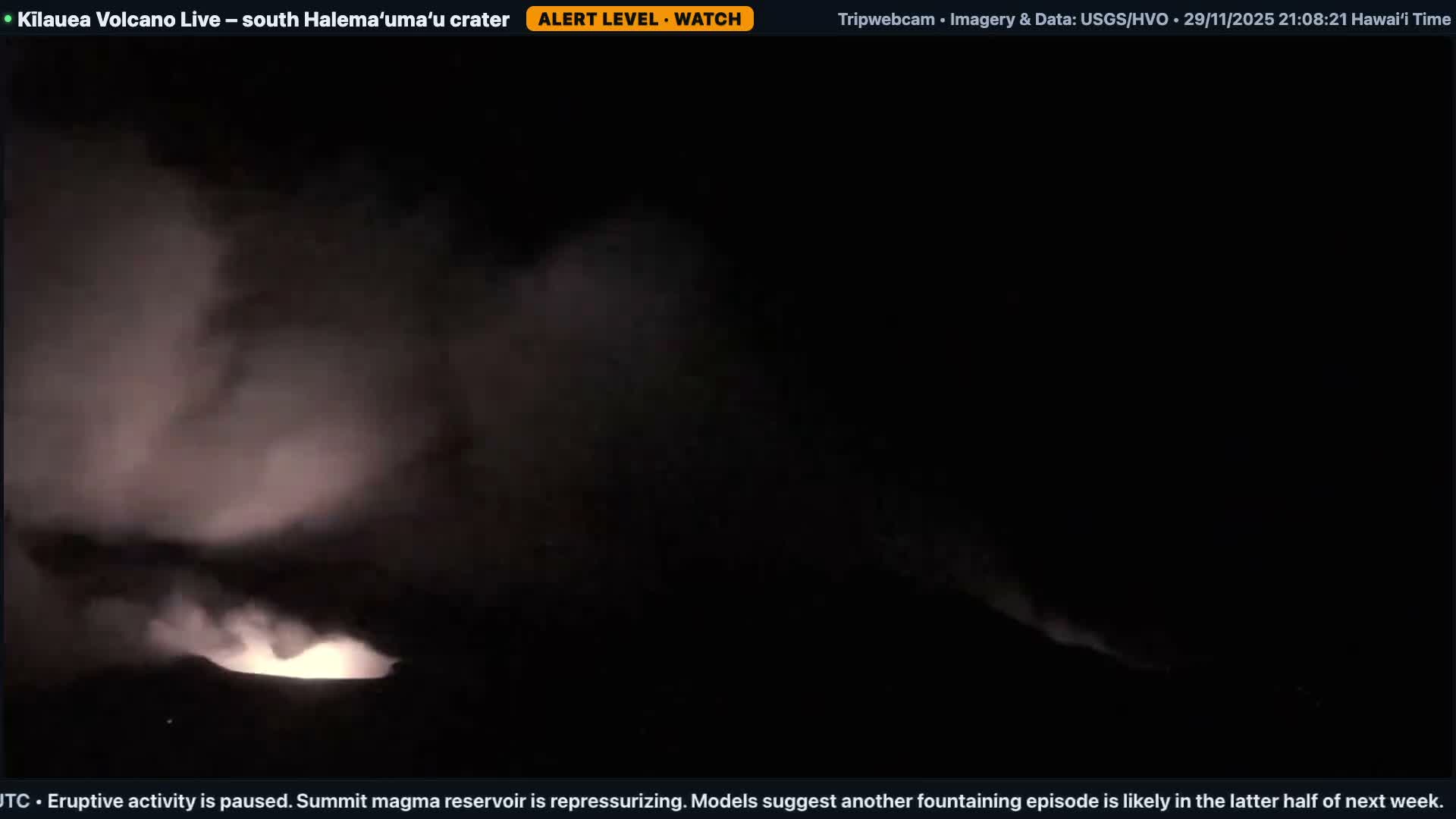 Hawaii , Kilauea Volcano, South Halemaʻumaʻu Crater Live Cam - Volcano, Big Island, Hawaii, USA