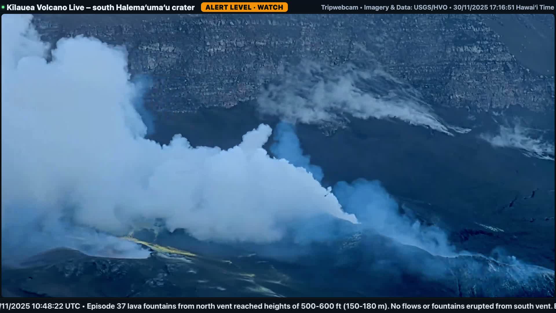 Hawaii , Kilauea Volcano, South Halemaʻumaʻu Crater Live Cam - Volcano, Big Island, Hawaii, USA
