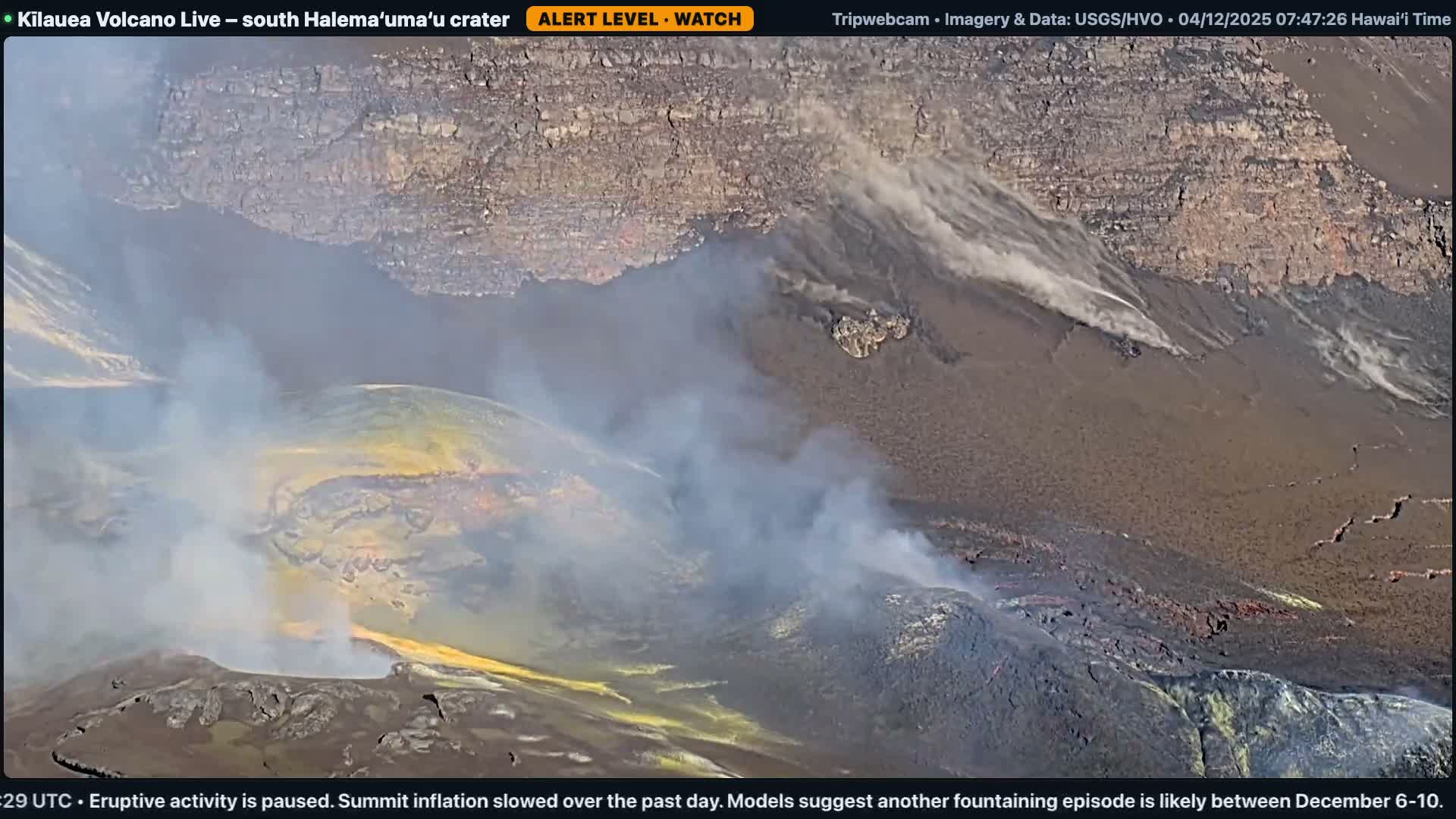 Hawaii , Kilauea Volcano, South Halemaʻumaʻu Crater Live Cam - Volcano, Big Island, Hawaii, USA