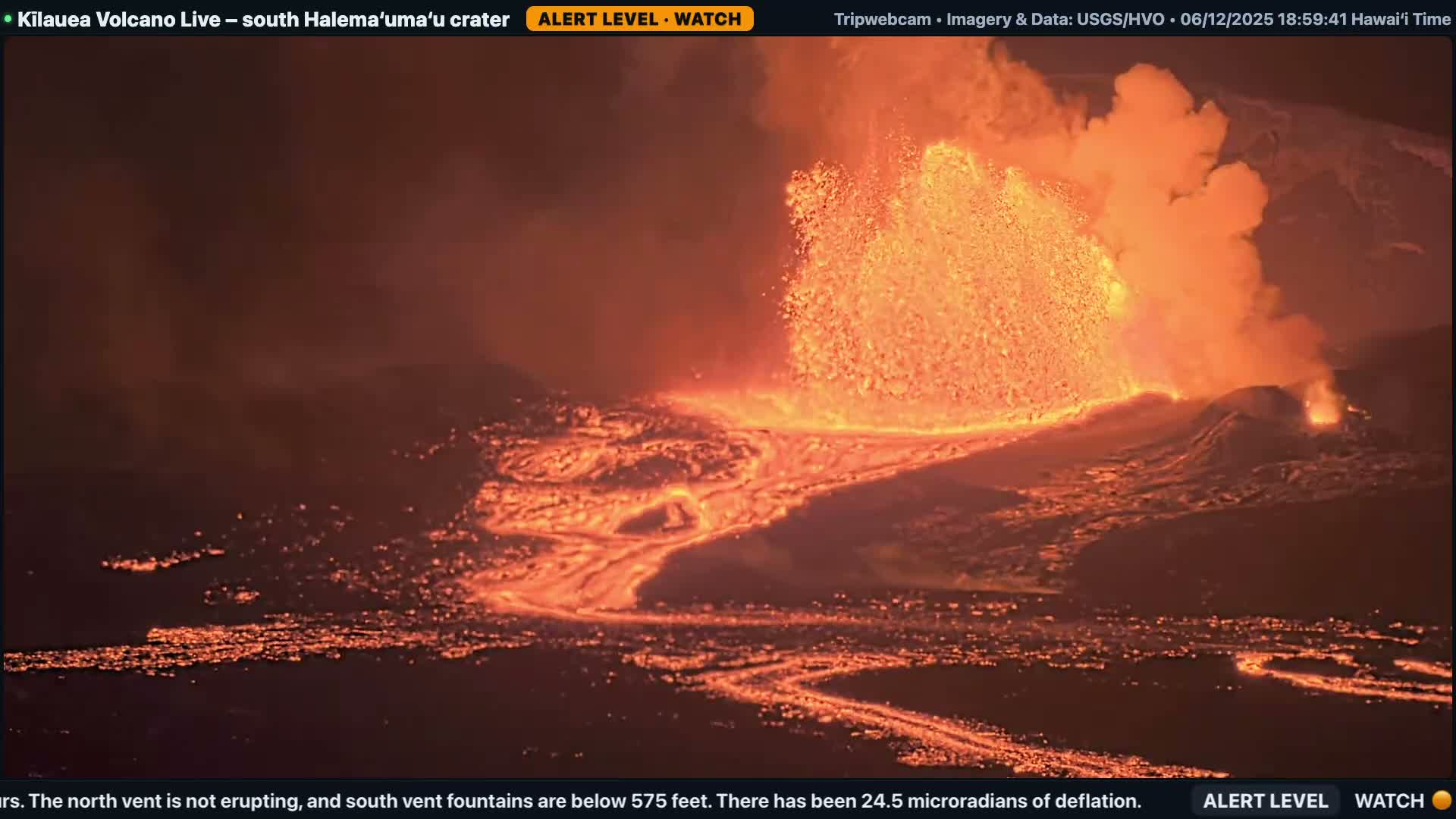 Hawaii , Kilauea Volcano, South Halemaʻumaʻu Crater Live Cam - Volcano, Big Island, Hawaii, USA