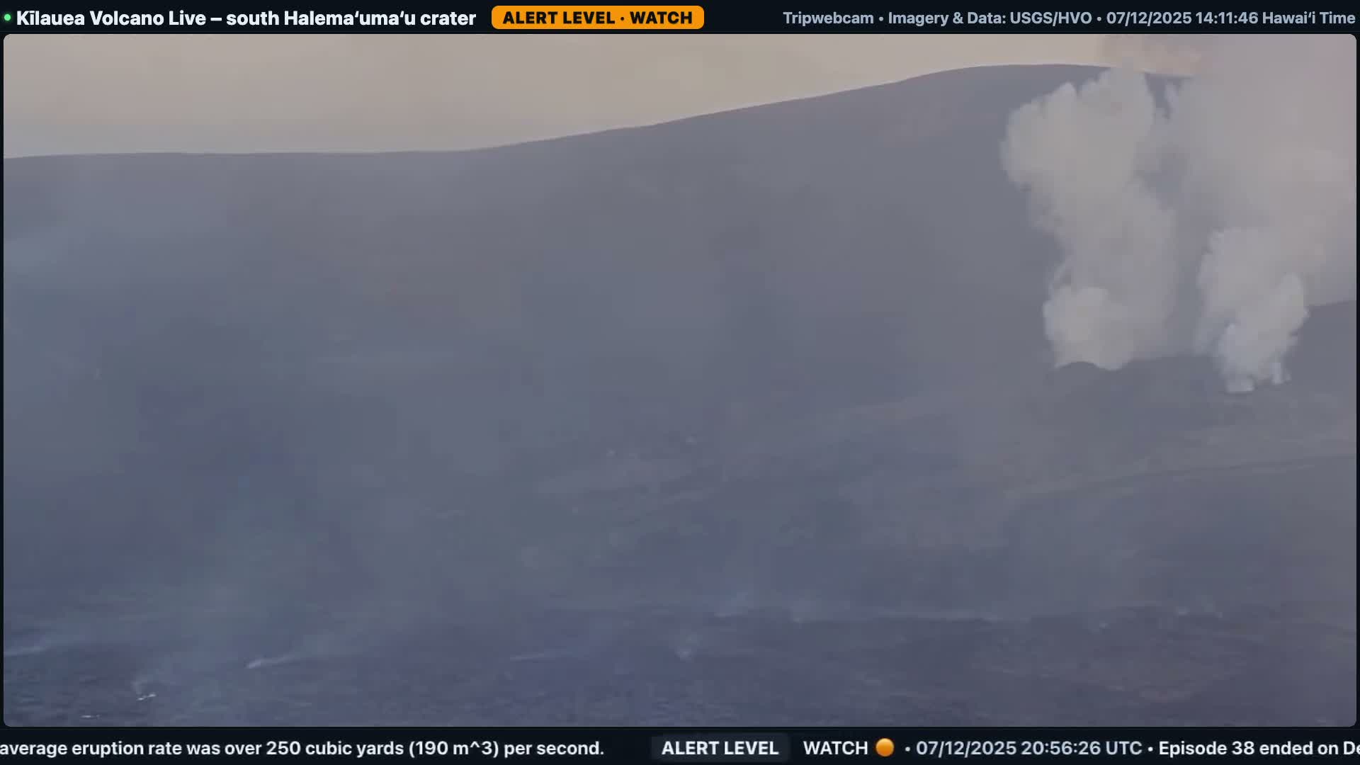 Hawaii , Kilauea Volcano, South Halemaʻumaʻu Crater Live Cam - Volcano, Big Island, Hawaii, USA