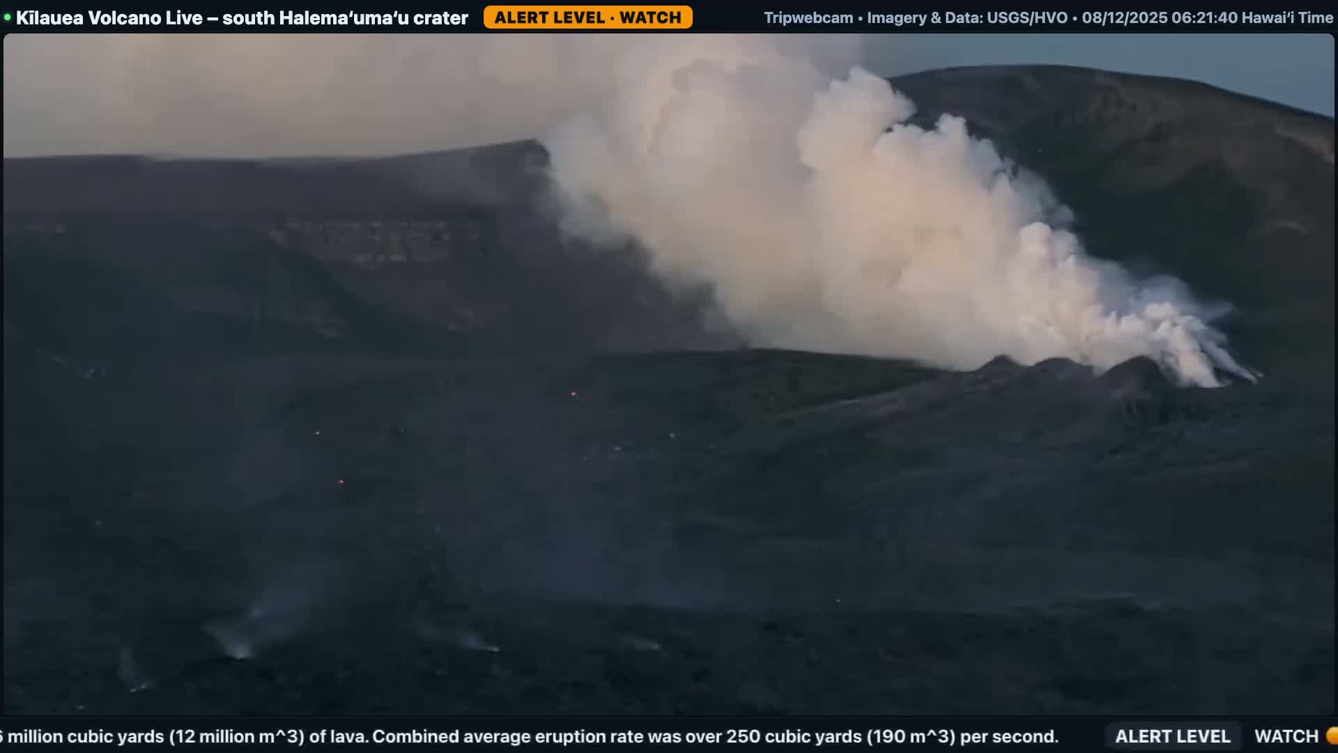Hawaii , Kilauea Volcano, South Halemaʻumaʻu Crater Live Cam - Volcano, Big Island, Hawaii, USA