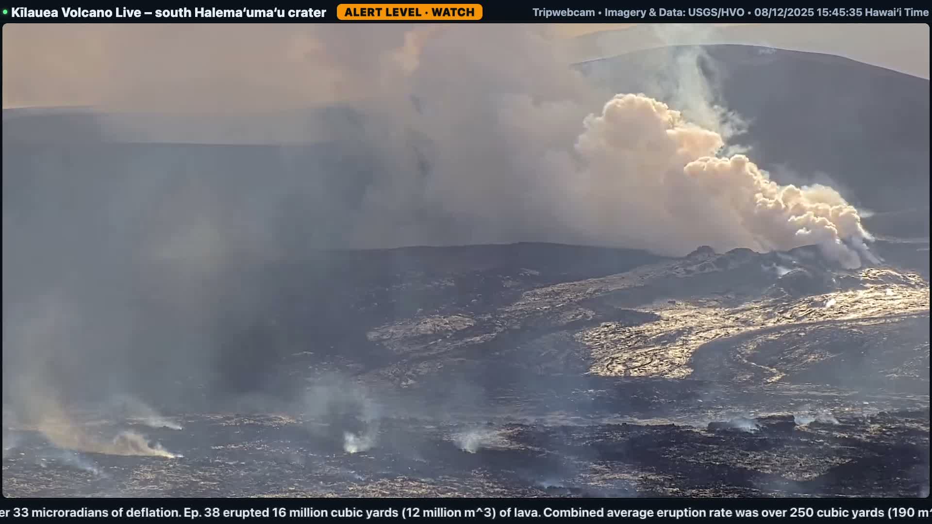 Hawaii , Kilauea Volcano, South Halemaʻumaʻu Crater Live Cam - Volcano, Big Island, Hawaii, USA
