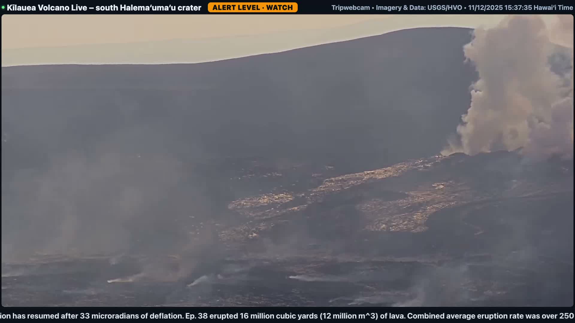 Hawaii , Kilauea Volcano, South Halemaʻumaʻu Crater Live Cam - Volcano, Big Island, Hawaii, USA