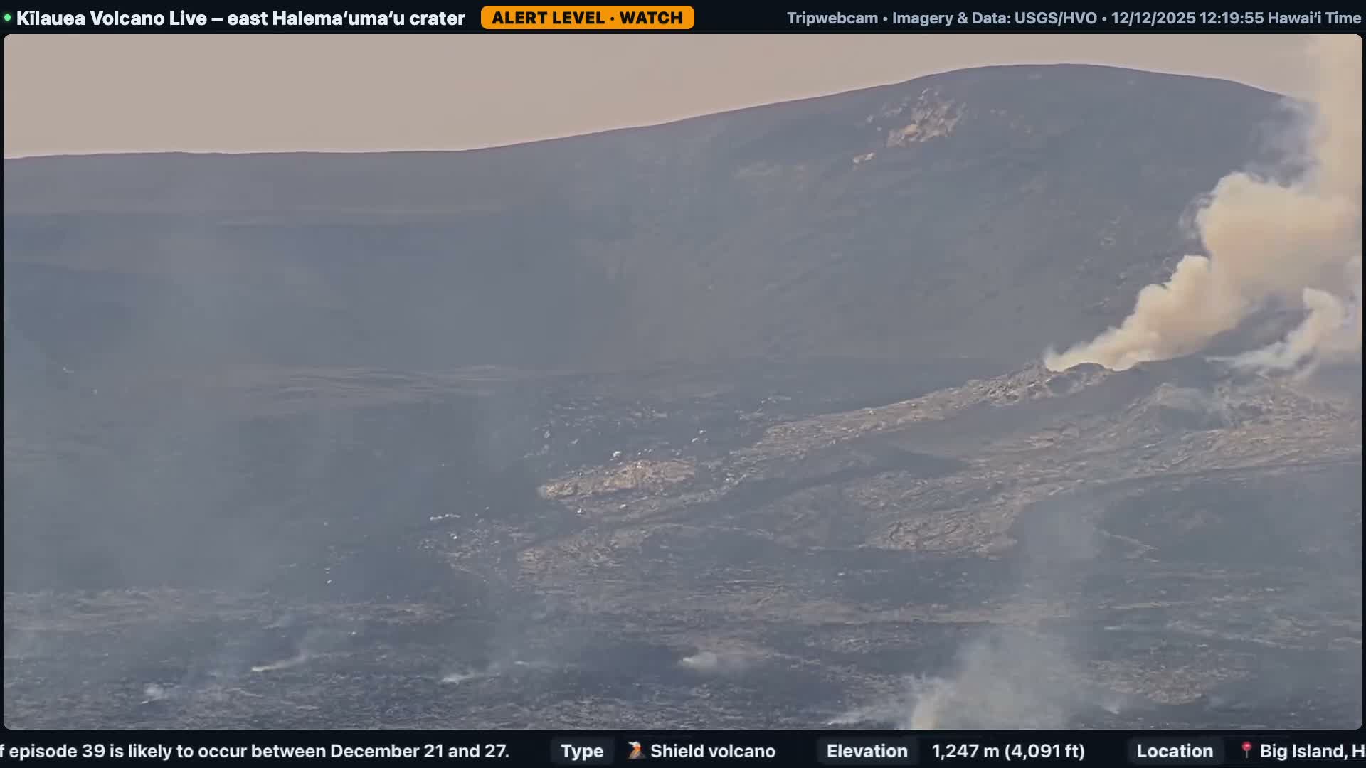 Hawaii , Kilauea Volcano, South Halemaʻumaʻu Crater Live Cam - Volcano, Big Island, Hawaii, USA