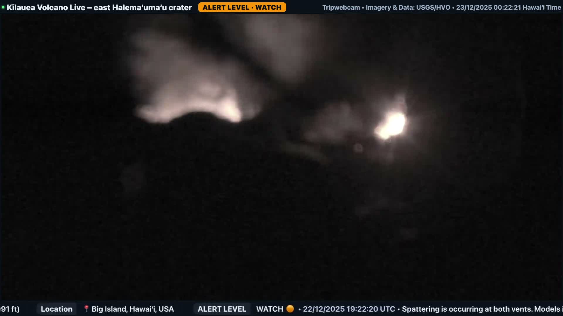 Hawaii , Kilauea Volcano, South Halemaʻumaʻu Crater Live Cam - Volcano, Big Island, Hawaii, USA