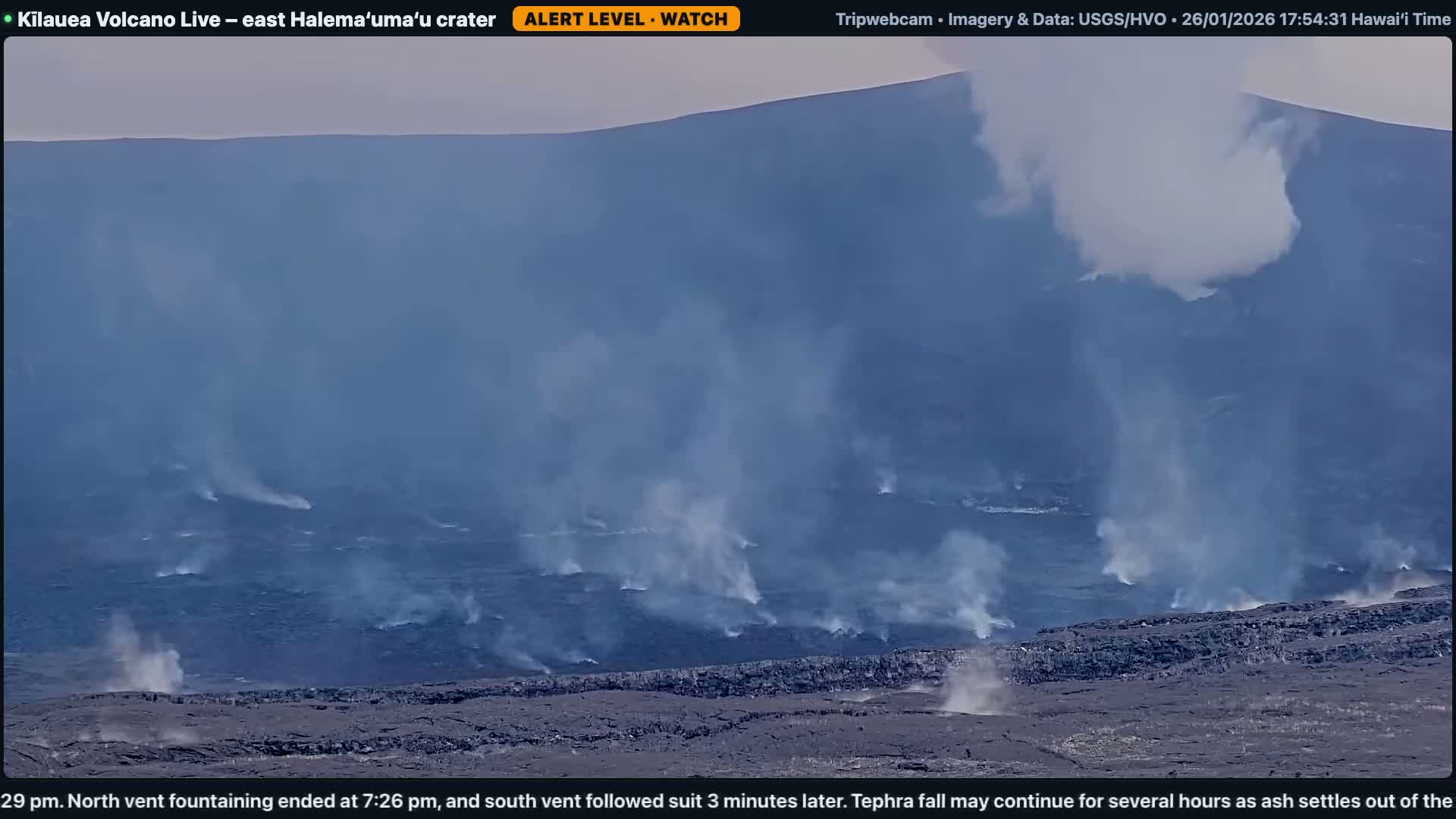 Hawaii , Kilauea Volcano, South Halemaʻumaʻu Crater Live Cam - Volcano, Big Island, Hawaii, USA