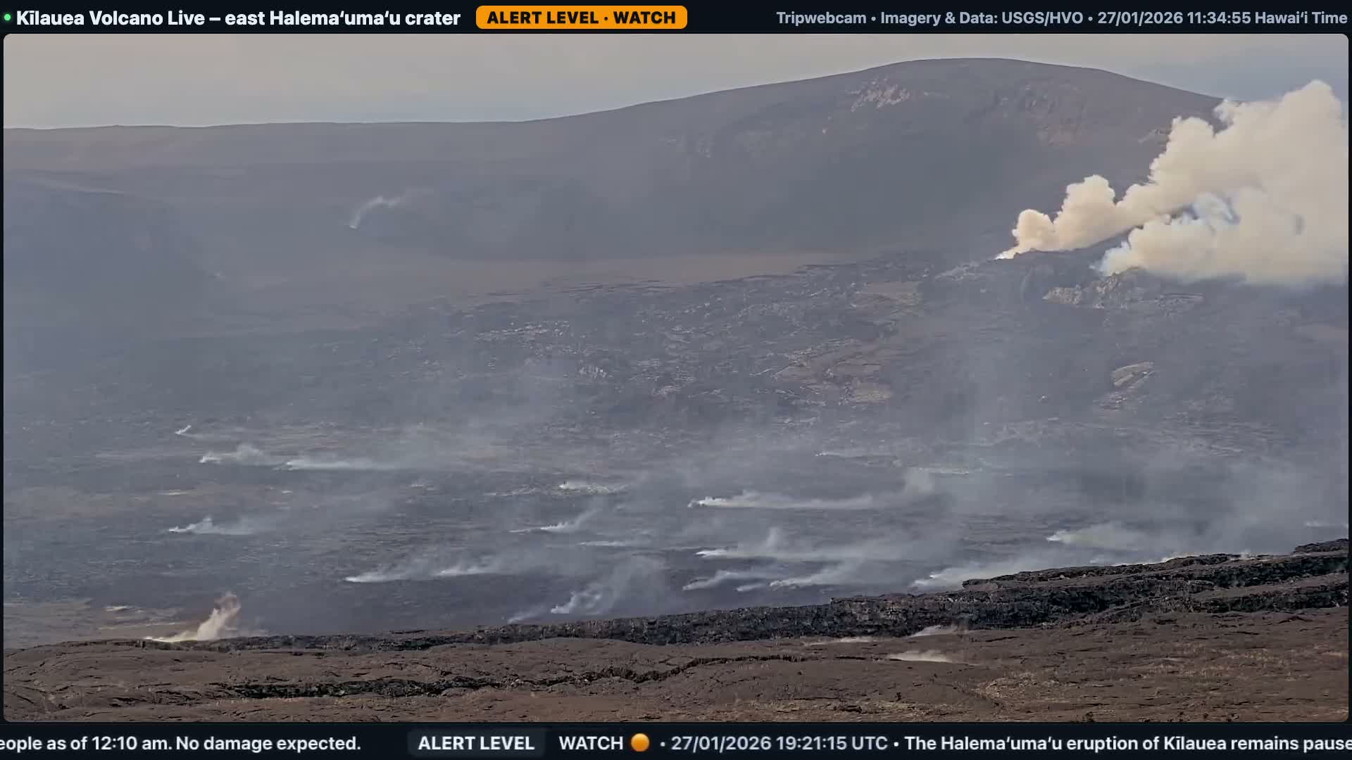 Hawaii , Kilauea Volcano, South Halemaʻumaʻu Crater Live Cam - Volcano, Big Island, Hawaii, USA
