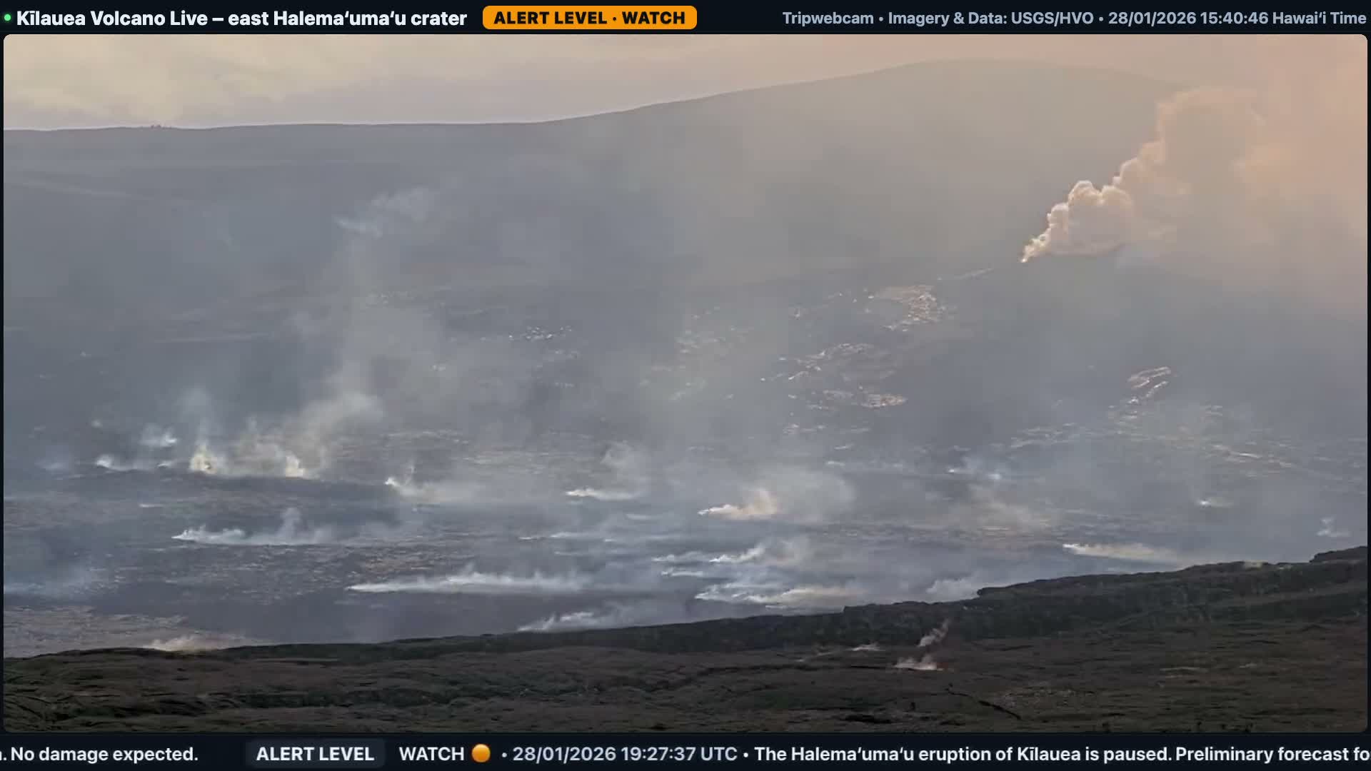 Hawaii , Kilauea Volcano, South Halemaʻumaʻu Crater Live Cam - Volcano, Big Island, Hawaii, USA