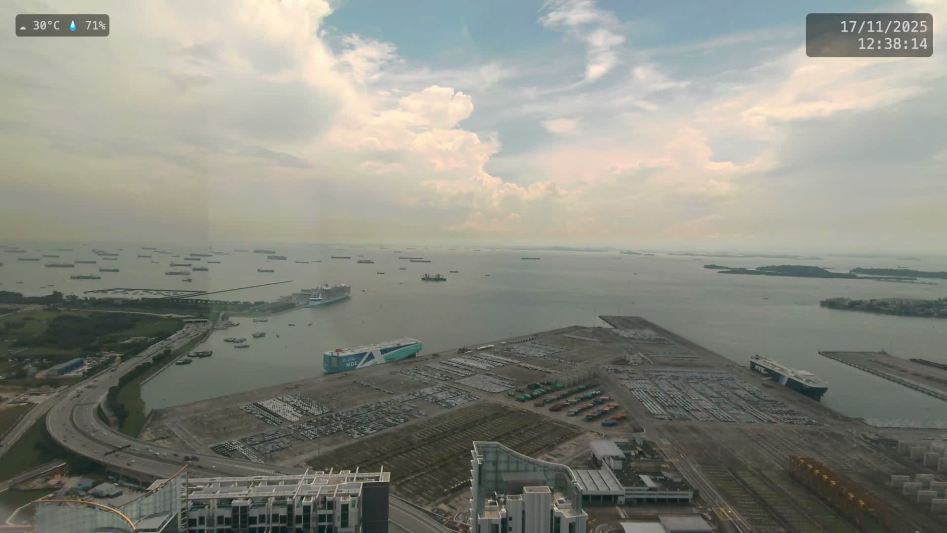 Singapore, Tanjong Pagar Port Terminal & Singapore Strait Skyline Live Cam - Tanjong Pagar, Downtown Core, Central, Area, Central Singapore, Singapore