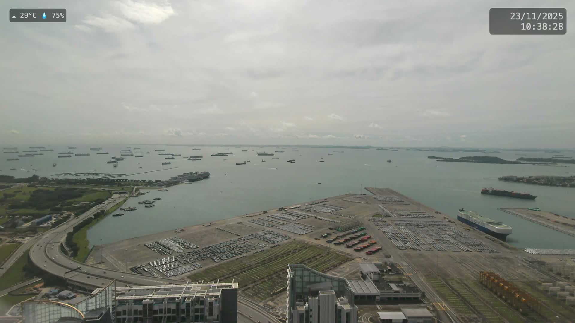 Singapore, Tanjong Pagar Port Terminal & Singapore Strait Skyline Live Cam - Tanjong Pagar, Downtown Core, Central, Area, Central Singapore, Singapore