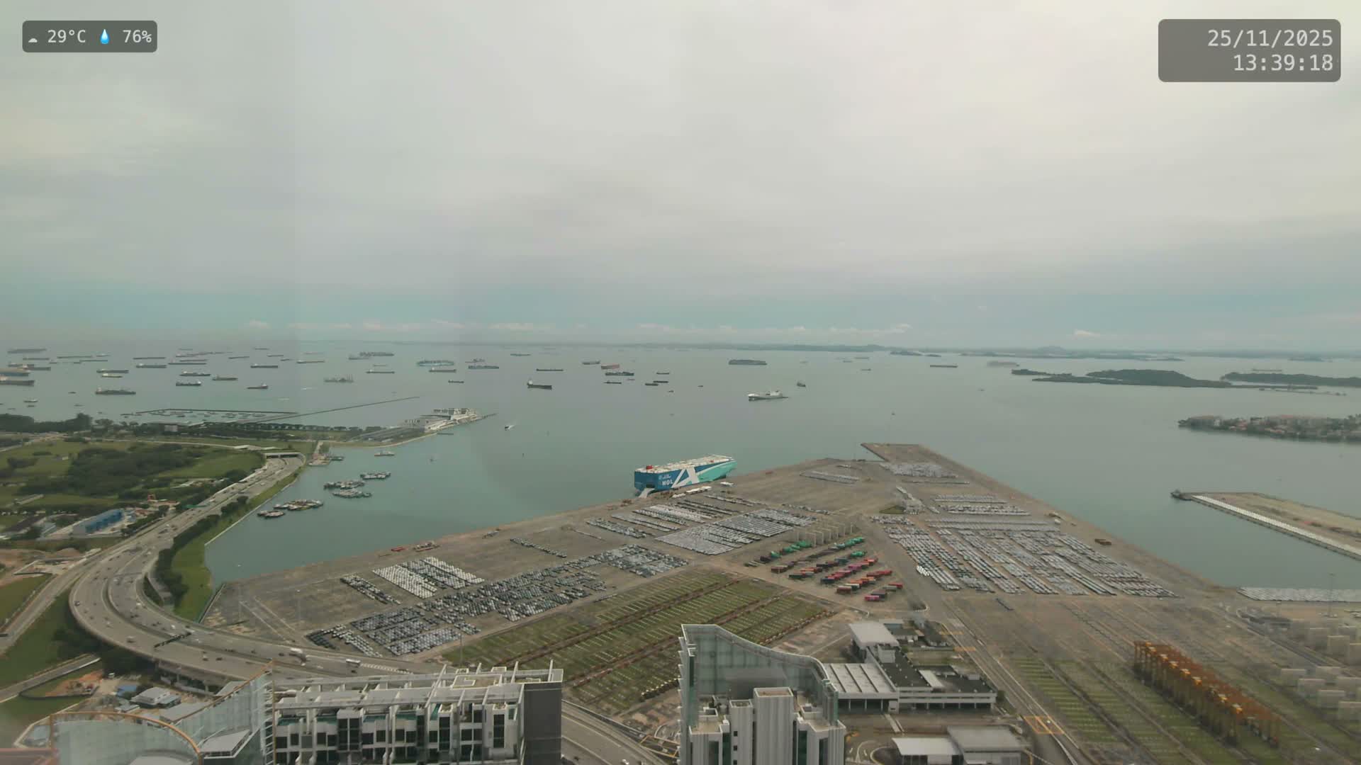 Singapore, Tanjong Pagar Port Terminal & Singapore Strait Skyline Live Cam - Tanjong Pagar, Downtown Core, Central, Area, Central Singapore, Singapore