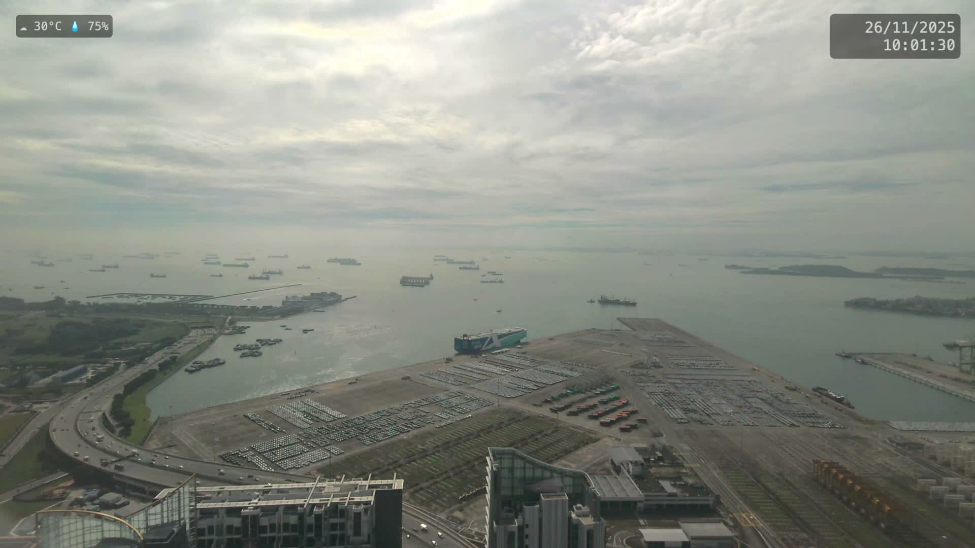 Singapore, Tanjong Pagar Port Terminal & Singapore Strait Skyline Live Cam - Tanjong Pagar, Downtown Core, Central, Area, Central Singapore, Singapore