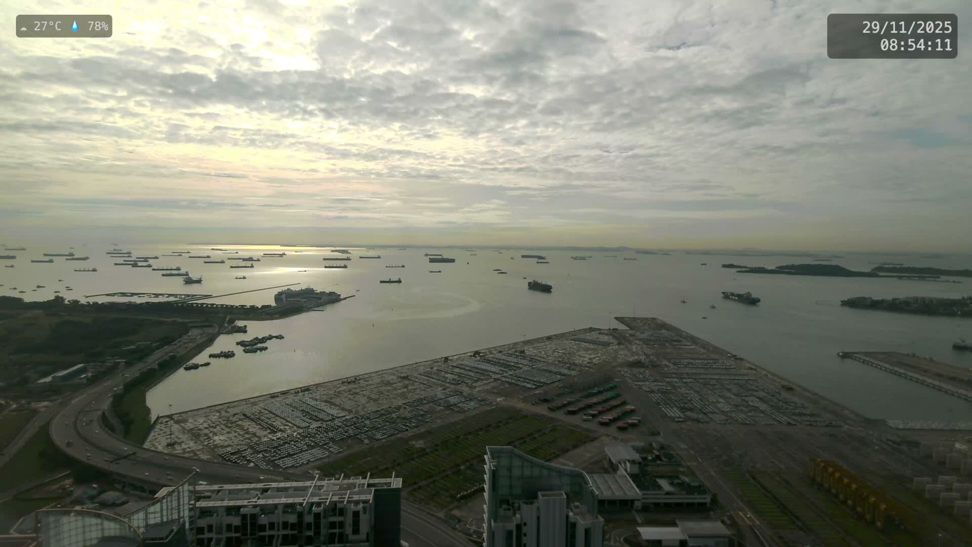 Singapore, Tanjong Pagar Port Terminal & Singapore Strait Skyline Live Cam - Tanjong Pagar, Downtown Core, Central, Area, Central Singapore, Singapore