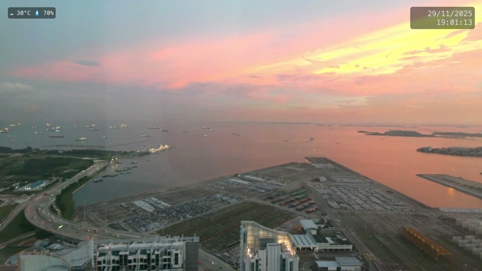 Singapore, Tanjong Pagar Port Terminal & Singapore Strait Skyline Live Cam - Tanjong Pagar, Downtown Core, Central, Area, Central Singapore, Singapore