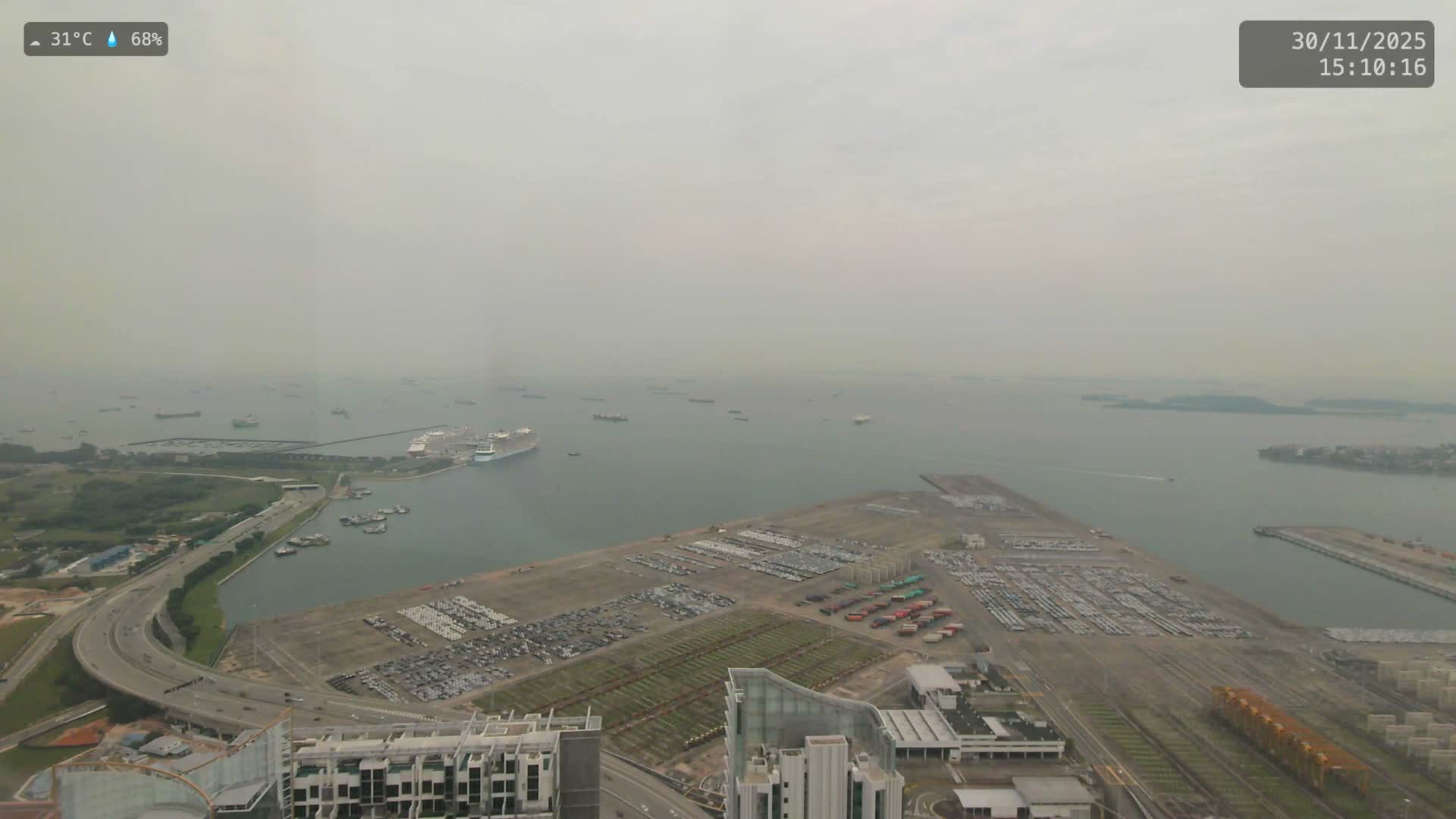 Singapore, Tanjong Pagar Port Terminal & Singapore Strait Skyline Live Cam - Tanjong Pagar, Downtown Core, Central, Area, Central Singapore, Singapore