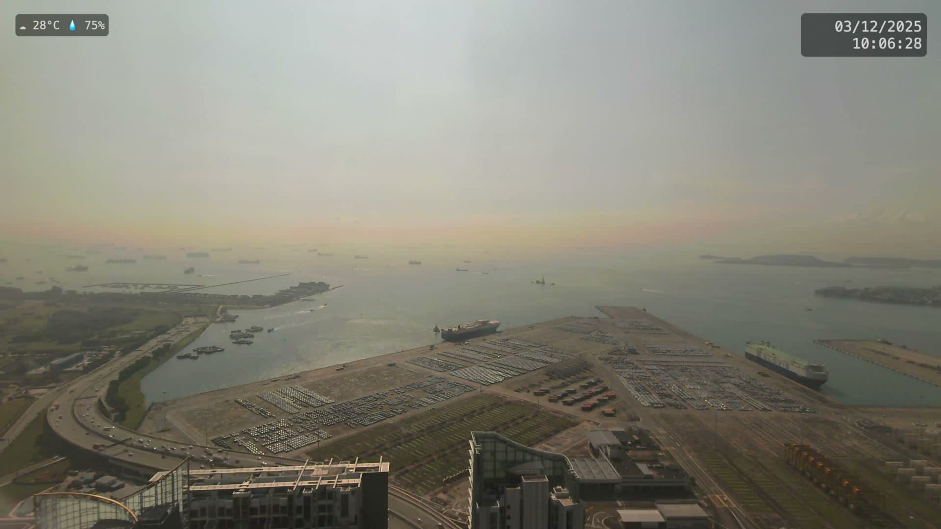 Singapore, Tanjong Pagar Port Terminal & Singapore Strait Skyline Live Cam - Tanjong Pagar, Downtown Core, Central, Area, Central Singapore, Singapore