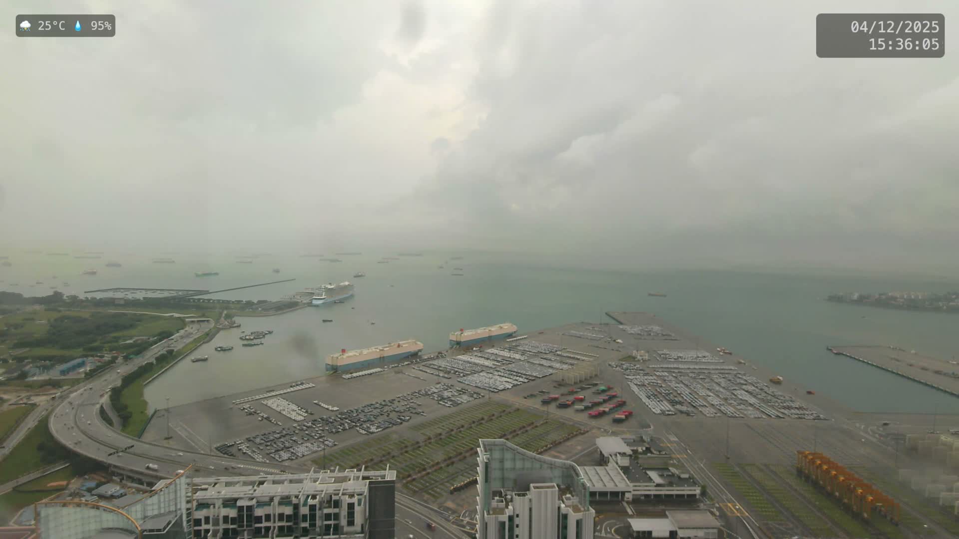 Singapore, Tanjong Pagar Port Terminal & Singapore Strait Skyline Live Cam - Tanjong Pagar, Downtown Core, Central, Area, Central Singapore, Singapore