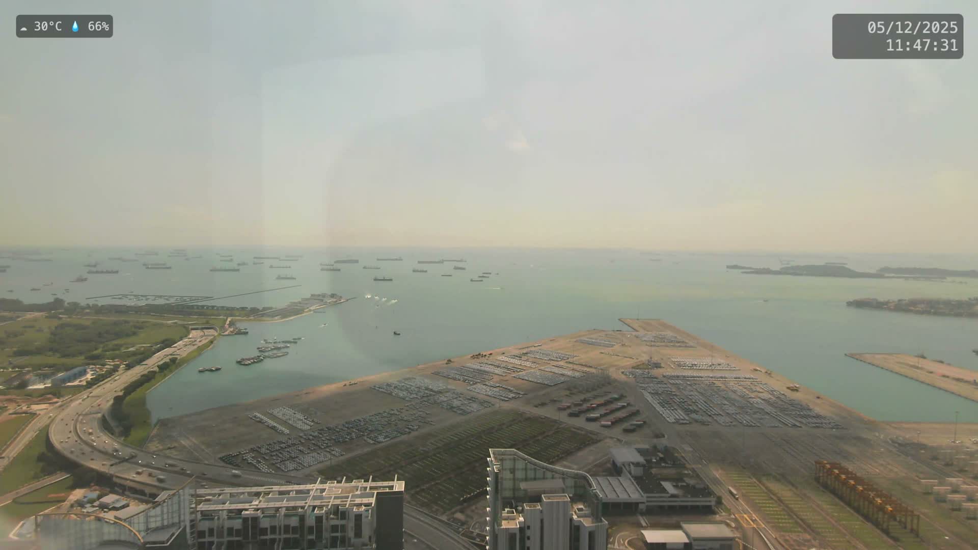 Singapore, Tanjong Pagar Port Terminal & Singapore Strait Skyline Live Cam - Tanjong Pagar, Downtown Core, Central, Area, Central Singapore, Singapore