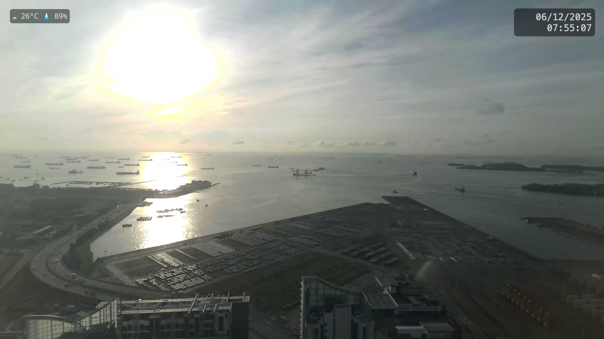 Singapore, Tanjong Pagar Port Terminal & Singapore Strait Skyline Live Cam - Tanjong Pagar, Downtown Core, Central, Area, Central Singapore, Singapore