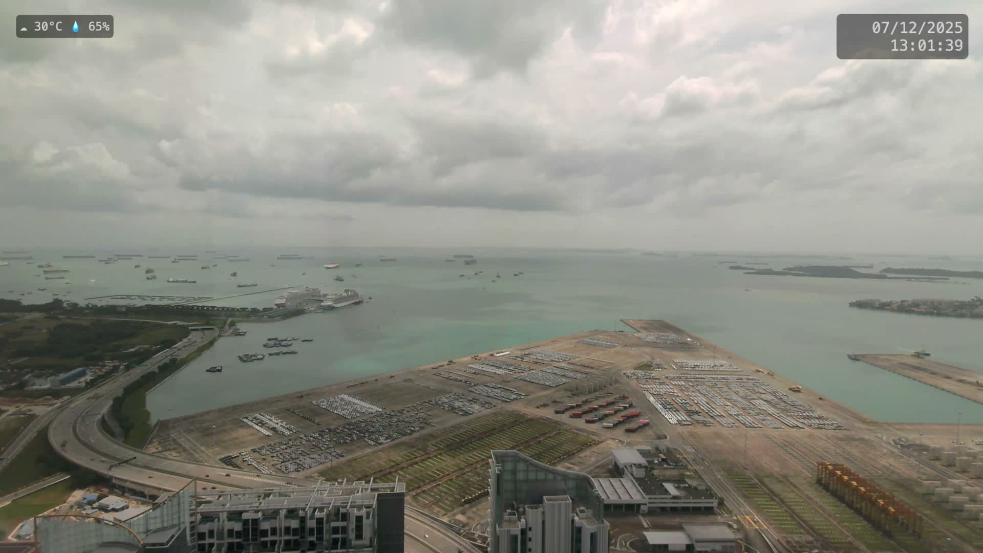 Singapore, Tanjong Pagar Port Terminal & Singapore Strait Skyline Live Cam - Tanjong Pagar, Downtown Core, Central, Area, Central Singapore, Singapore