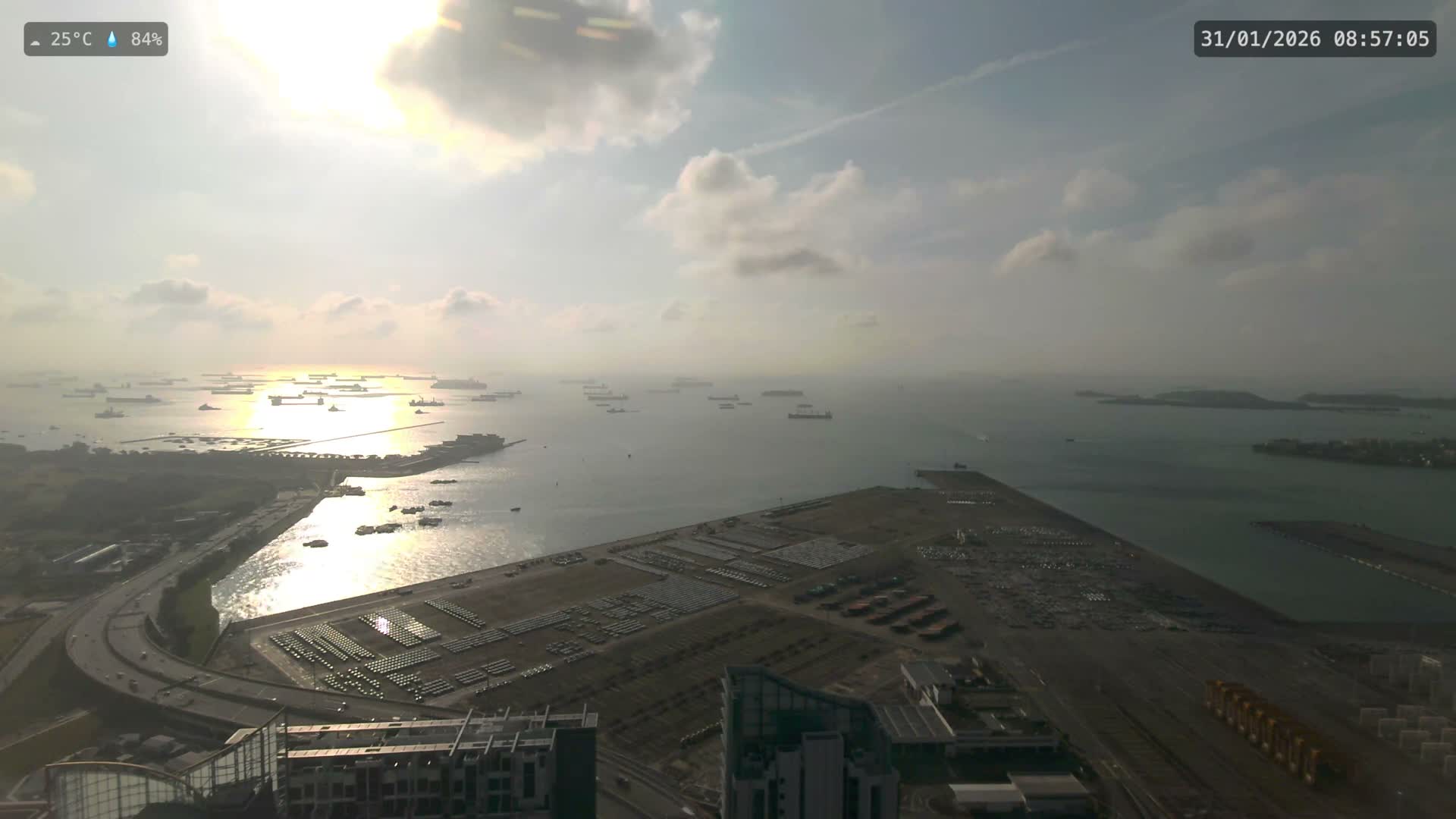 Singapore, Tanjong Pagar Port Terminal & Singapore Strait Skyline Live Cam - Tanjong Pagar, Downtown Core, Central, Area, Central Singapore, Singapore
