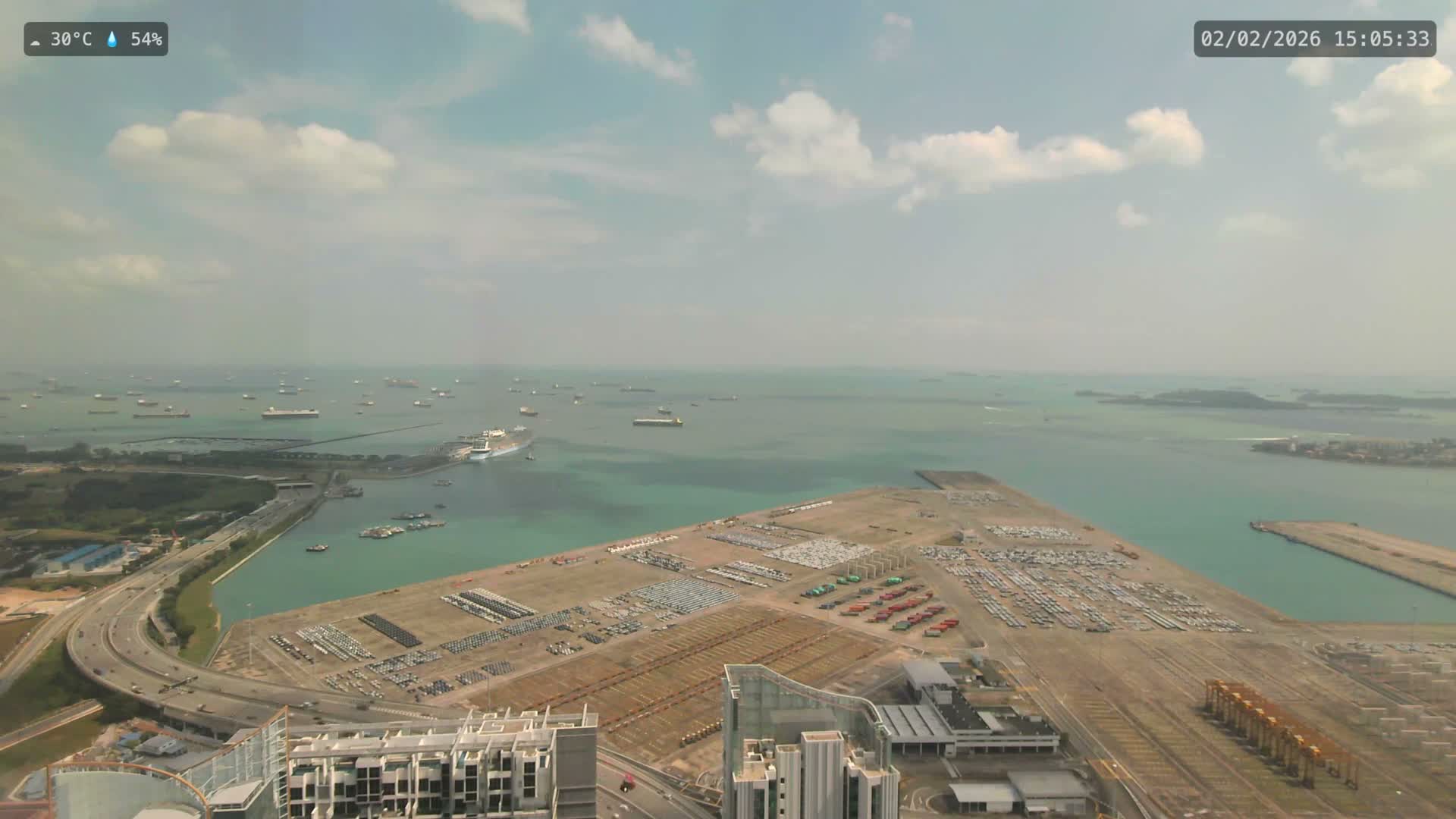 Singapore, Tanjong Pagar Port Terminal & Singapore Strait Skyline Live Cam - Tanjong Pagar, Downtown Core, Central, Area, Central Singapore, Singapore
