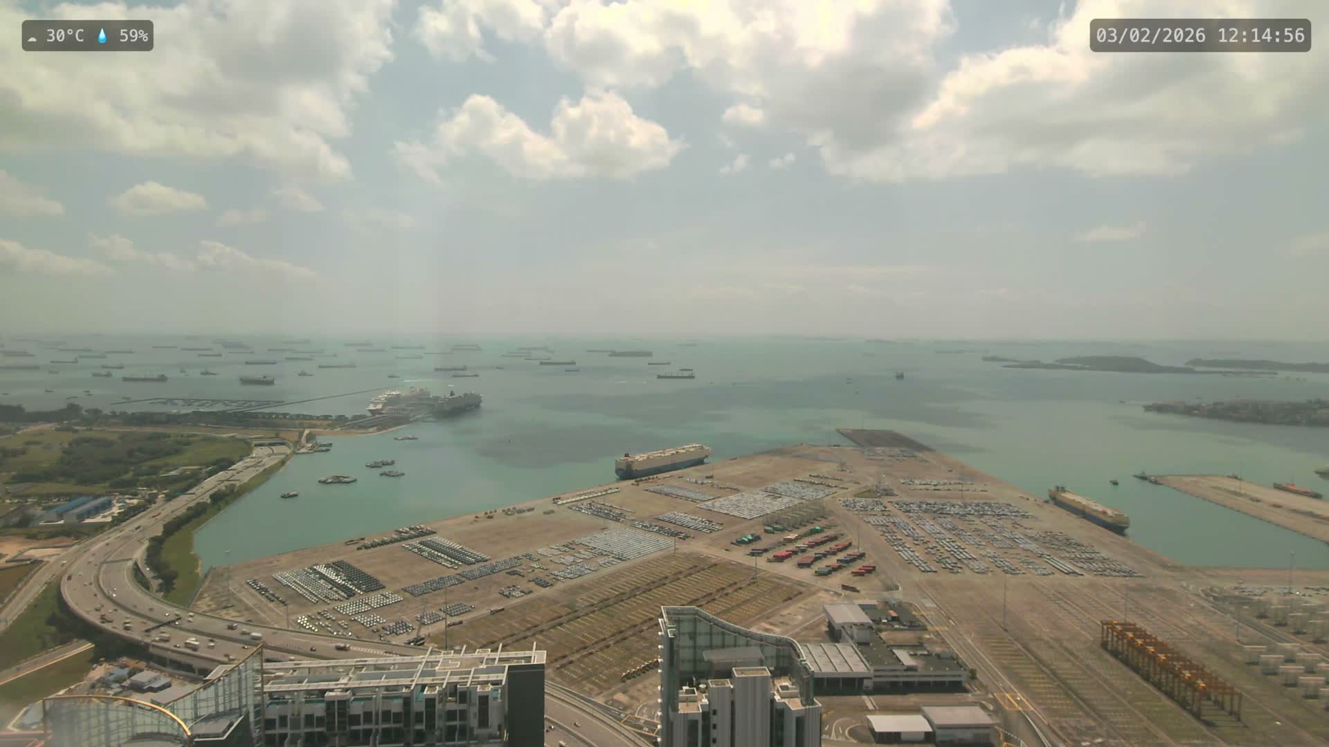 Singapore, Tanjong Pagar Port Terminal & Singapore Strait Skyline Live Cam - Tanjong Pagar, Downtown Core, Central, Area, Central Singapore, Singapore
