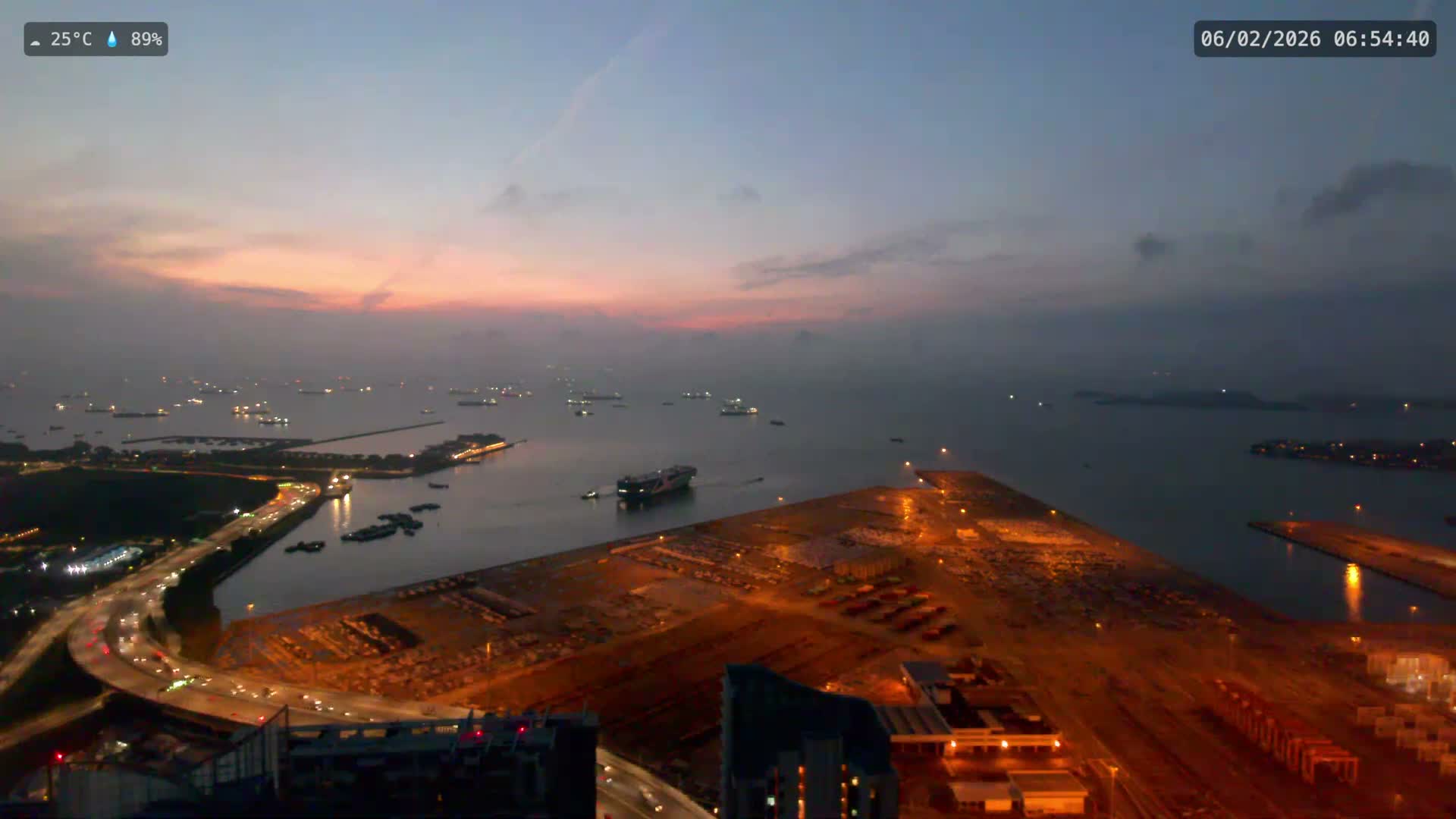Singapore, Tanjong Pagar Port Terminal & Singapore Strait Skyline Live Cam - Tanjong Pagar, Downtown Core, Central, Area, Central Singapore, Singapore