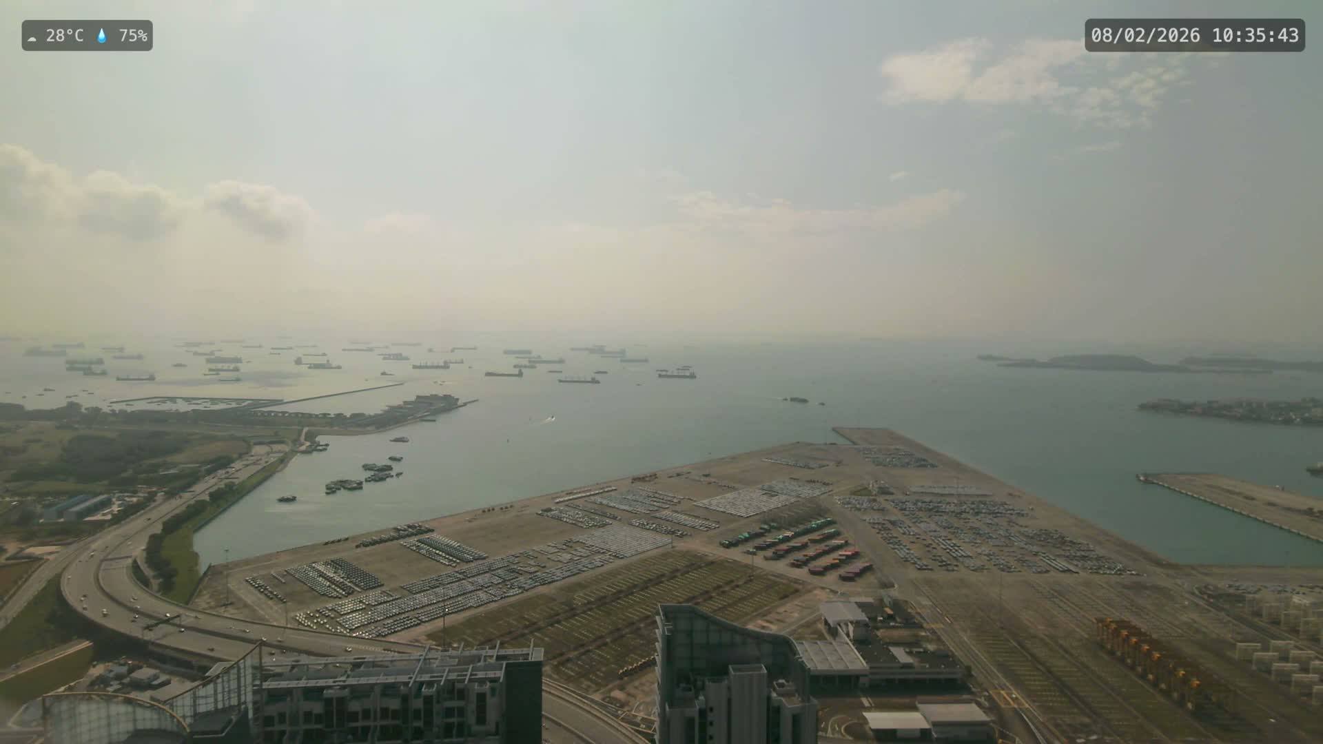 Singapore, Tanjong Pagar Port Terminal & Singapore Strait Skyline Live Cam - Tanjong Pagar, Downtown Core, Central, Area, Central Singapore, Singapore