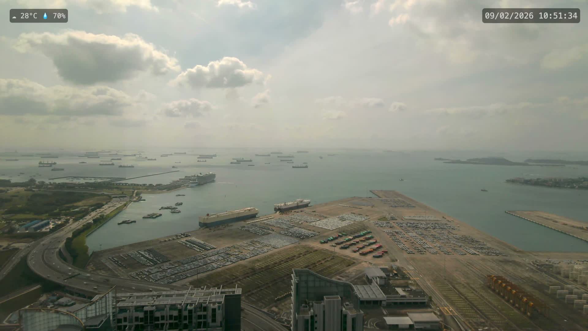 Singapore, Tanjong Pagar Port Terminal & Singapore Strait Skyline Live Cam - Tanjong Pagar, Downtown Core, Central, Area, Central Singapore, Singapore