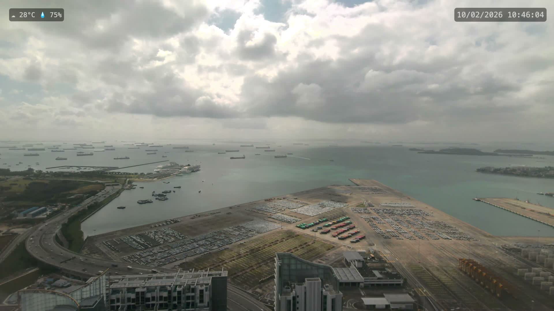 Singapore, Tanjong Pagar Port Terminal & Singapore Strait Skyline Live Cam - Tanjong Pagar, Downtown Core, Central, Area, Central Singapore, Singapore