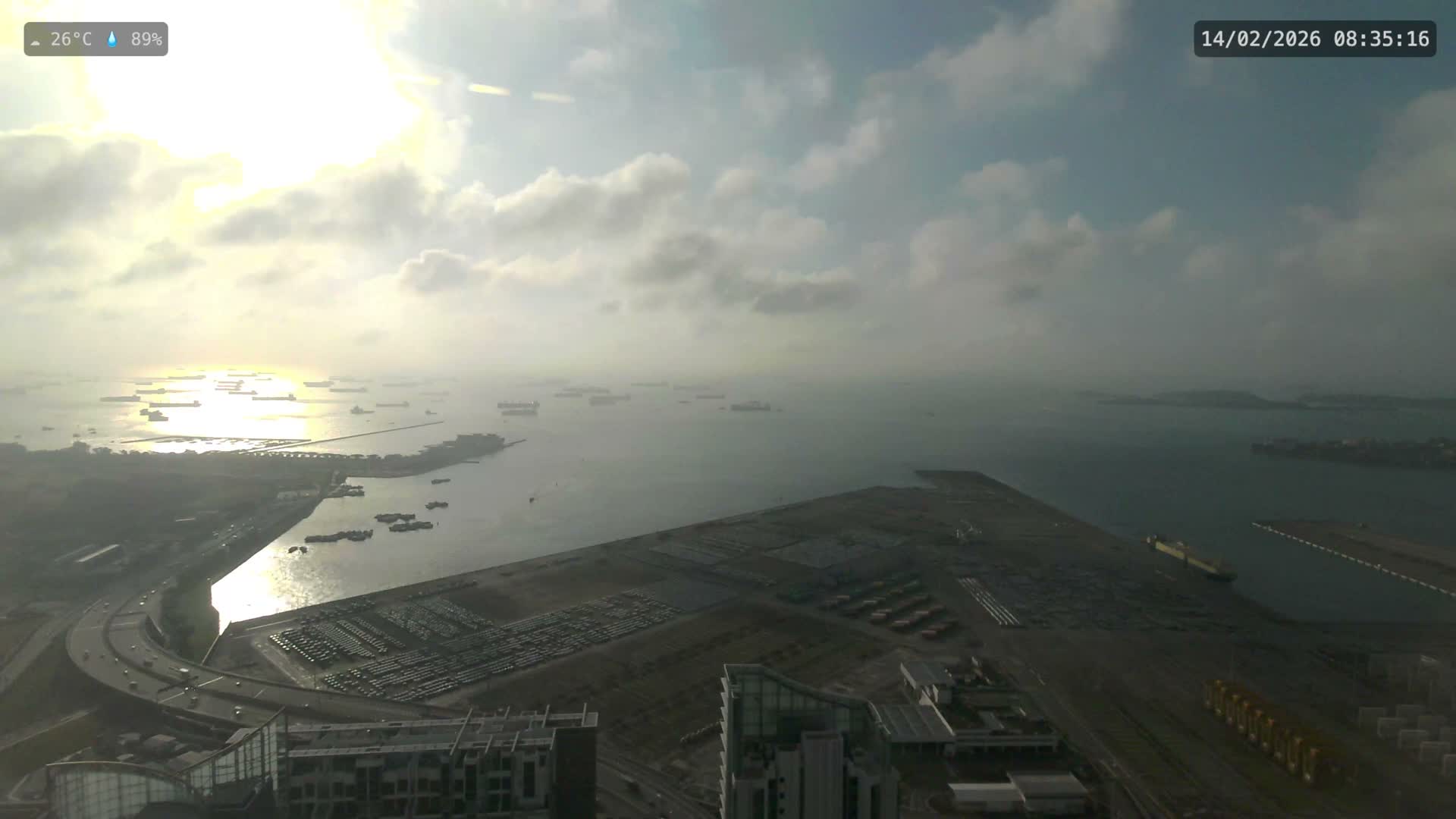Singapore, Tanjong Pagar Port Terminal & Singapore Strait Skyline Live Cam - Tanjong Pagar, Downtown Core, Central, Area, Central Singapore, Singapore