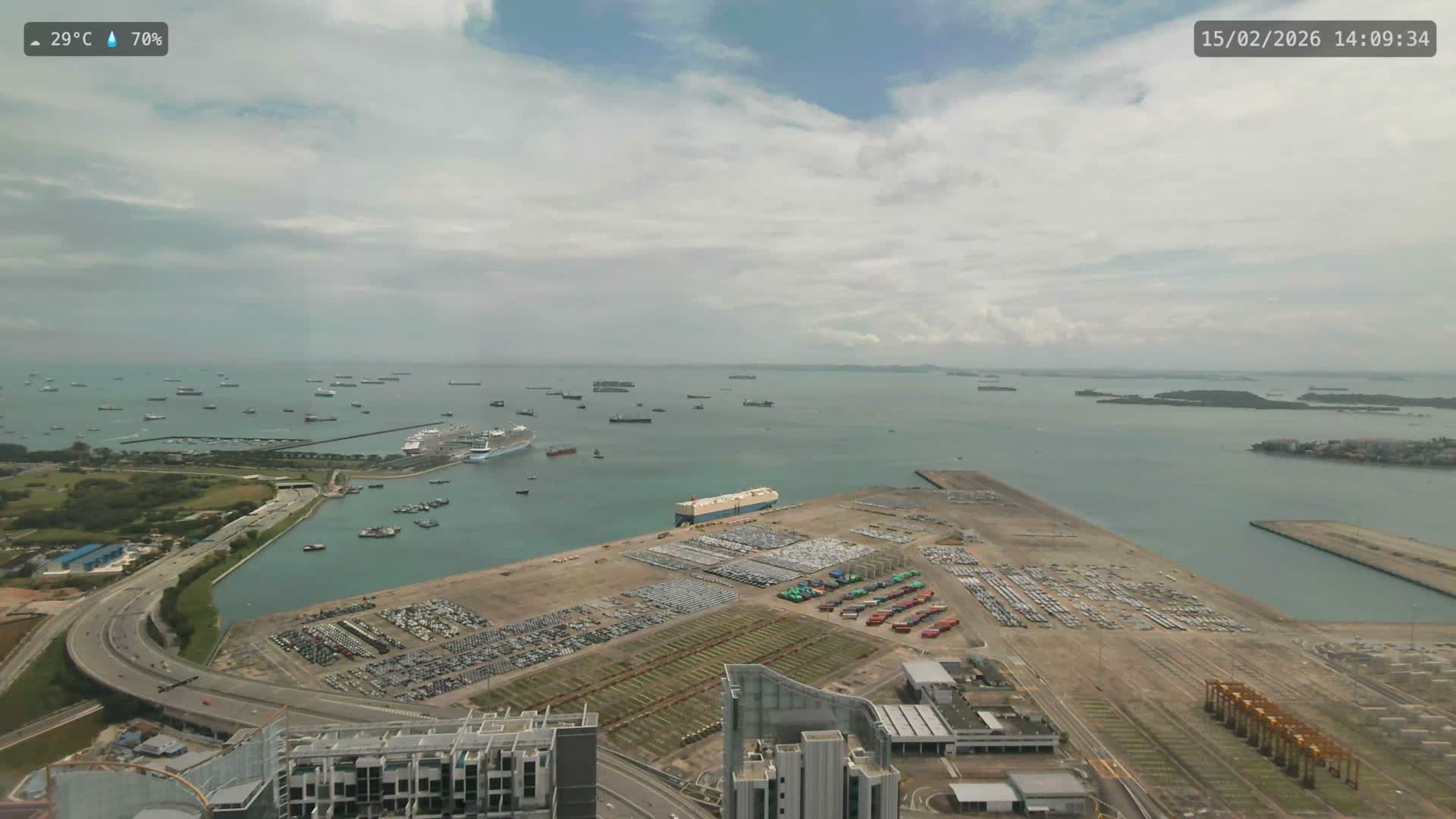 Singapore, Tanjong Pagar Port Terminal & Singapore Strait Skyline Live Cam - Tanjong Pagar, Downtown Core, Central, Area, Central Singapore, Singapore