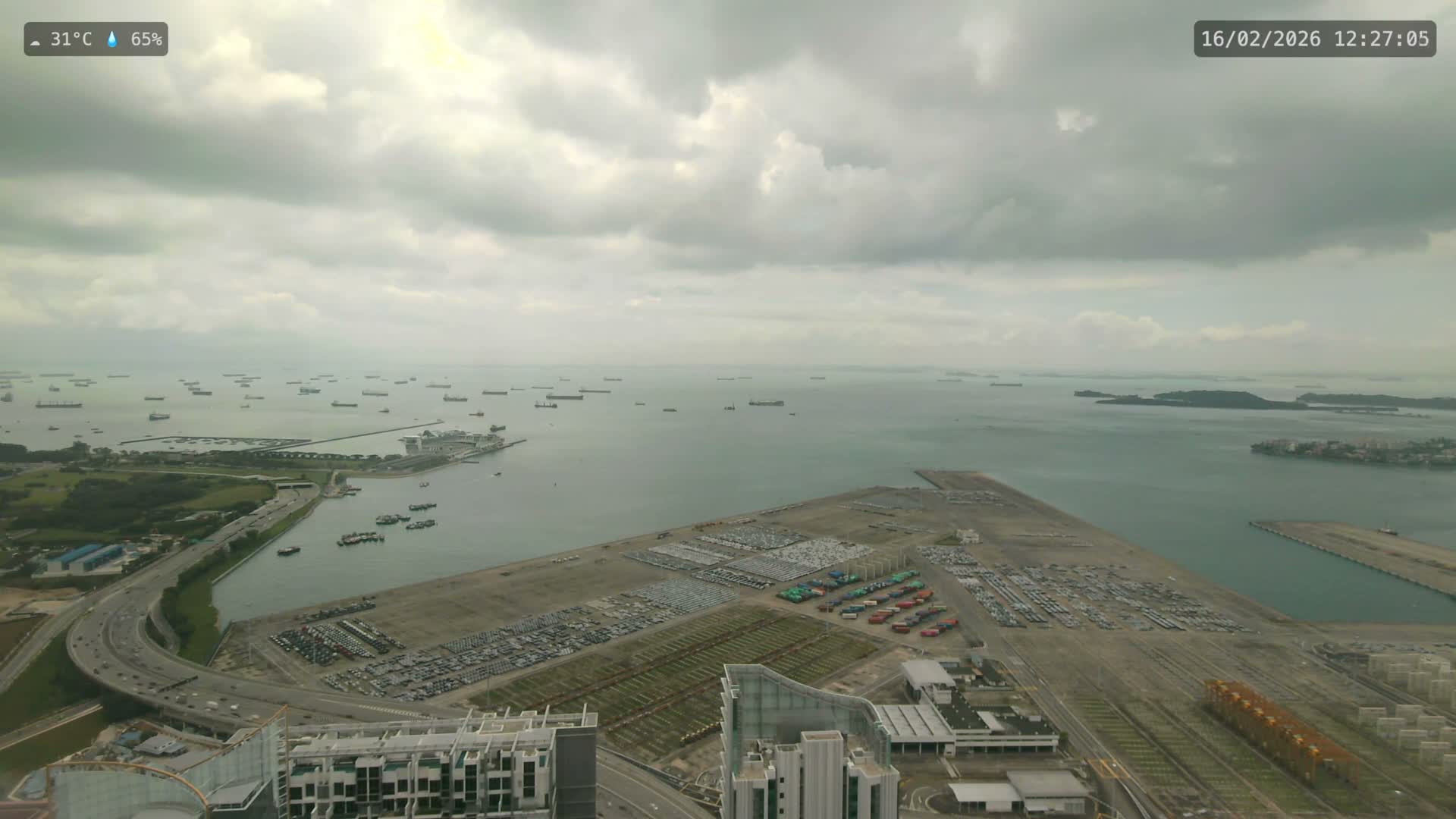 Singapore, Tanjong Pagar Port Terminal & Singapore Strait Skyline Live Cam - Tanjong Pagar, Downtown Core, Central, Area, Central Singapore, Singapore