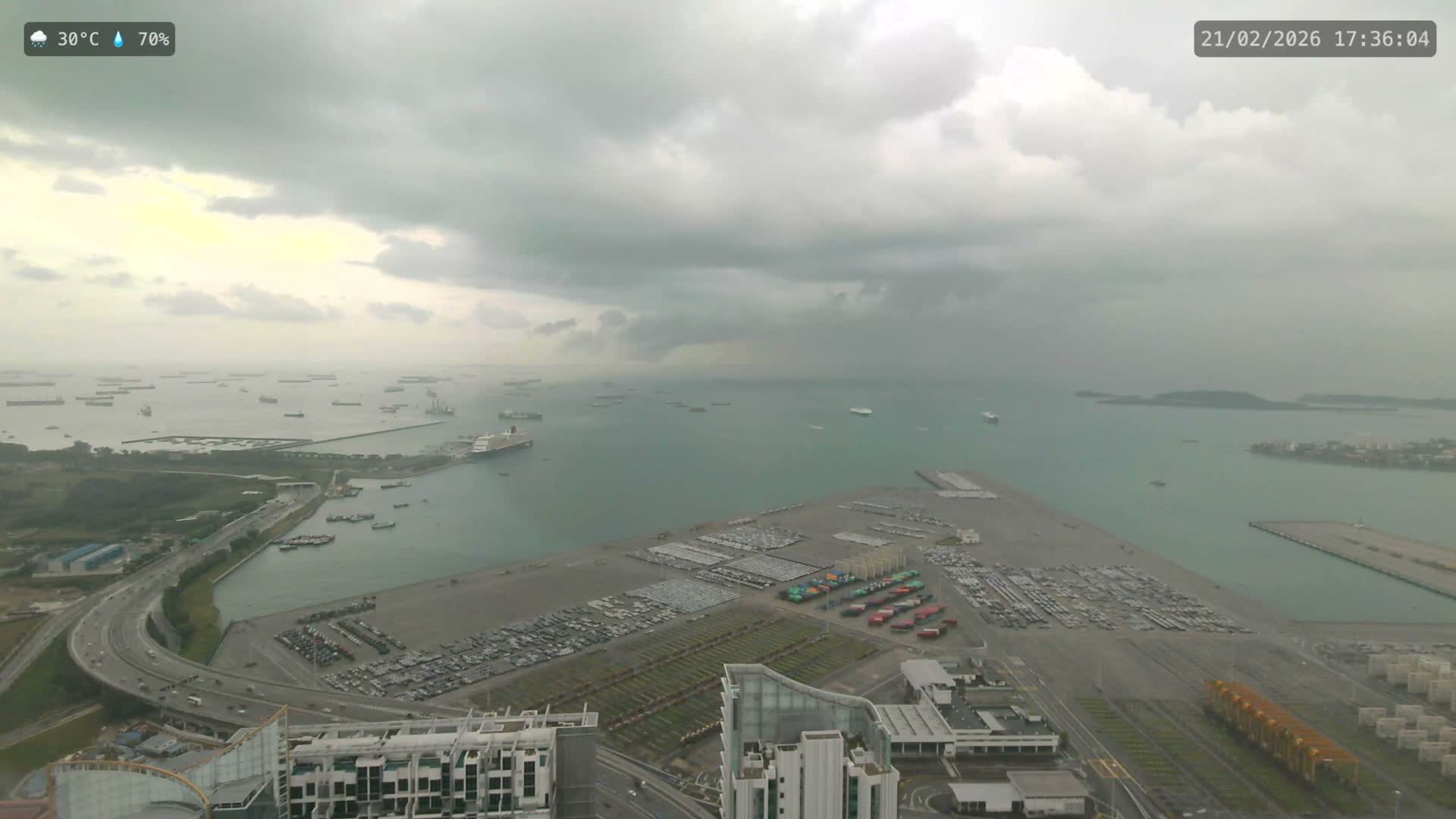 Singapore, Tanjong Pagar Port Terminal & Singapore Strait Skyline Live Cam - Tanjong Pagar, Downtown Core, Central, Area, Central Singapore, Singapore