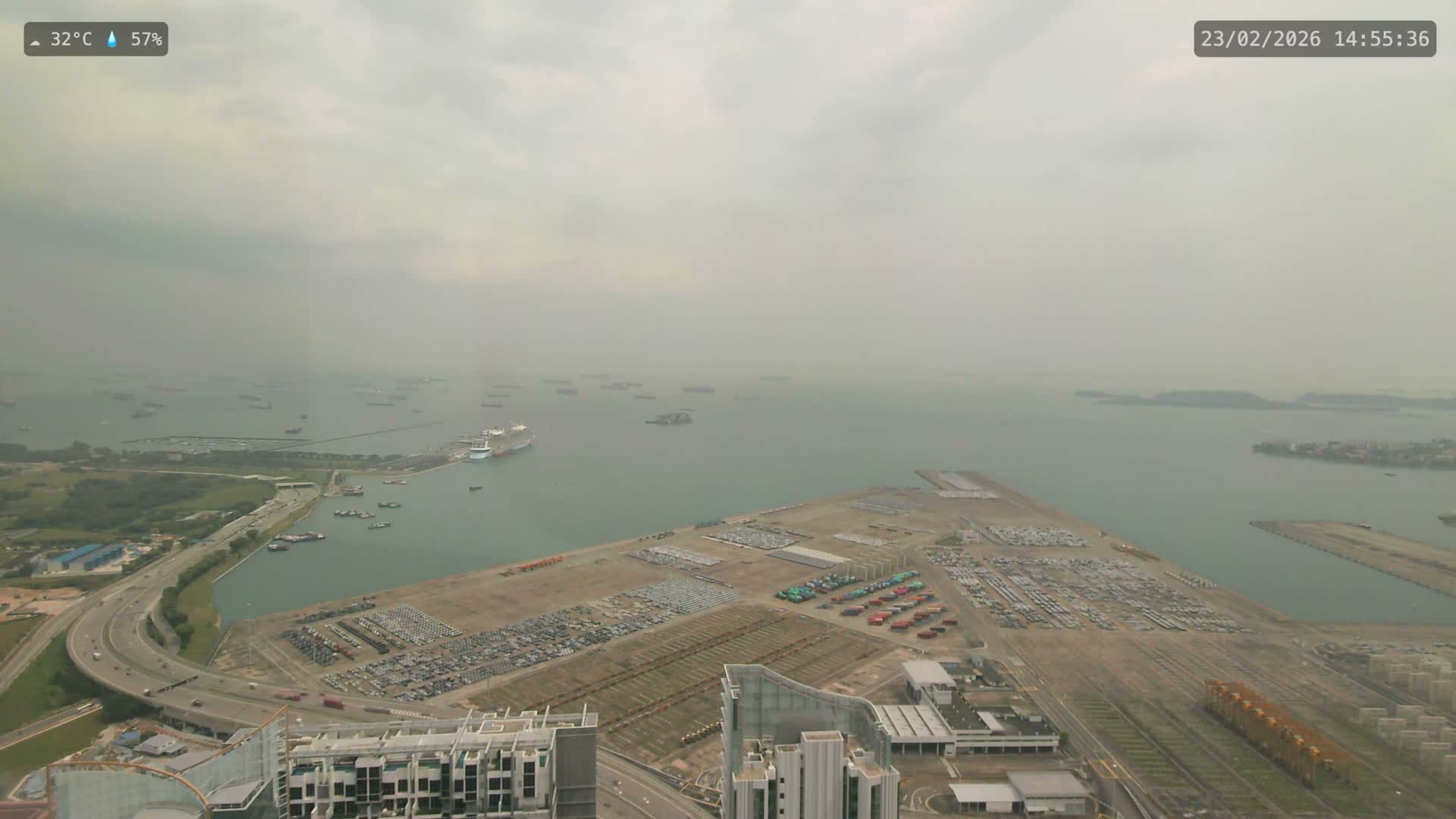 Singapore, Tanjong Pagar Port Terminal & Singapore Strait Skyline Live Cam - Tanjong Pagar, Downtown Core, Central, Area, Central Singapore, Singapore