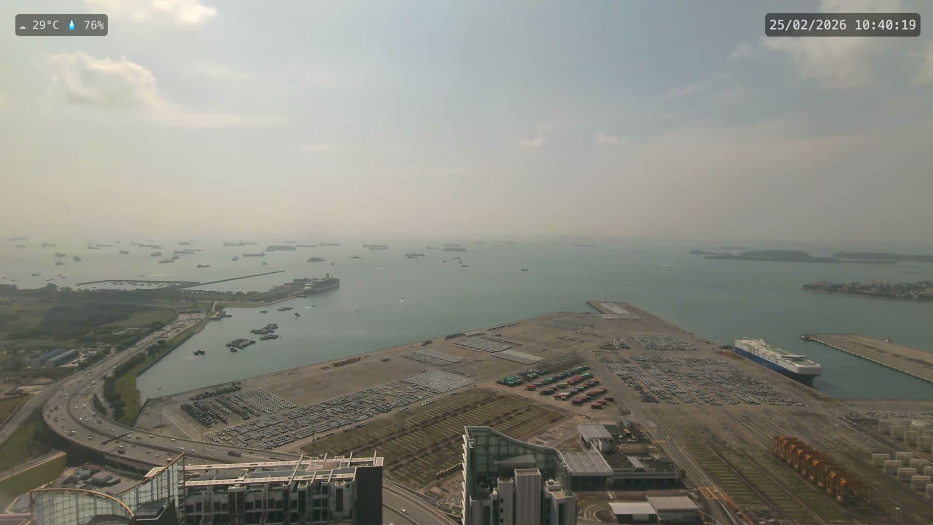 Singapore, Tanjong Pagar Port Terminal & Singapore Strait Skyline Live Cam - Tanjong Pagar, Downtown Core, Central, Area, Central Singapore, Singapore