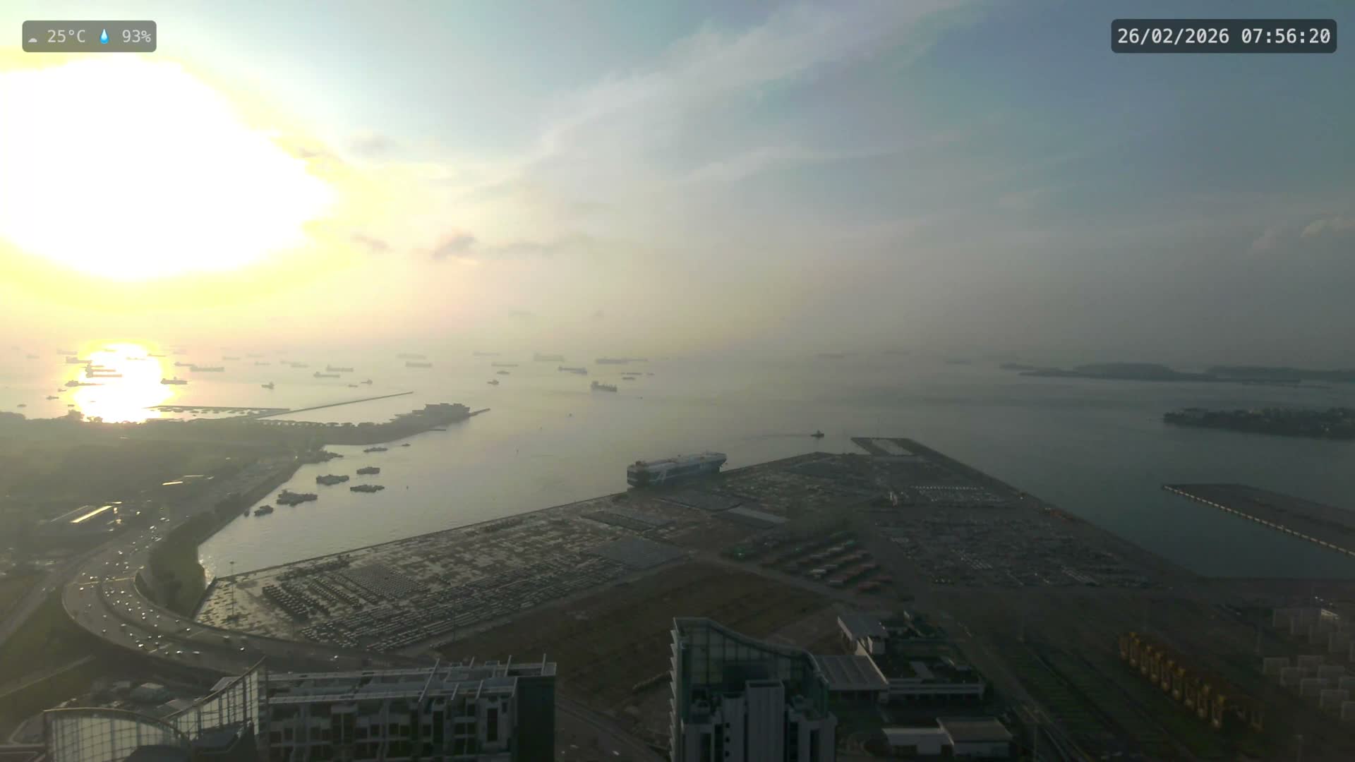 Singapore, Tanjong Pagar Port Terminal & Singapore Strait Skyline Live Cam - Tanjong Pagar, Downtown Core, Central, Area, Central Singapore, Singapore