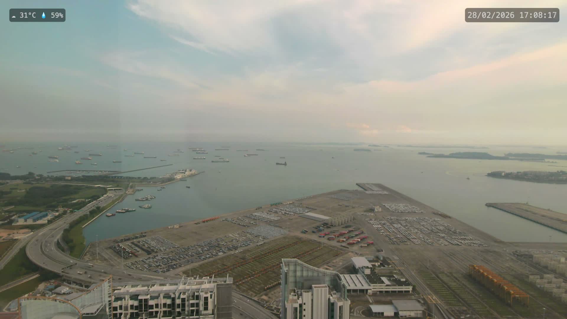 Singapore, Tanjong Pagar Port Terminal & Singapore Strait Skyline Live Cam - Tanjong Pagar, Downtown Core, Central, Area, Central Singapore, Singapore