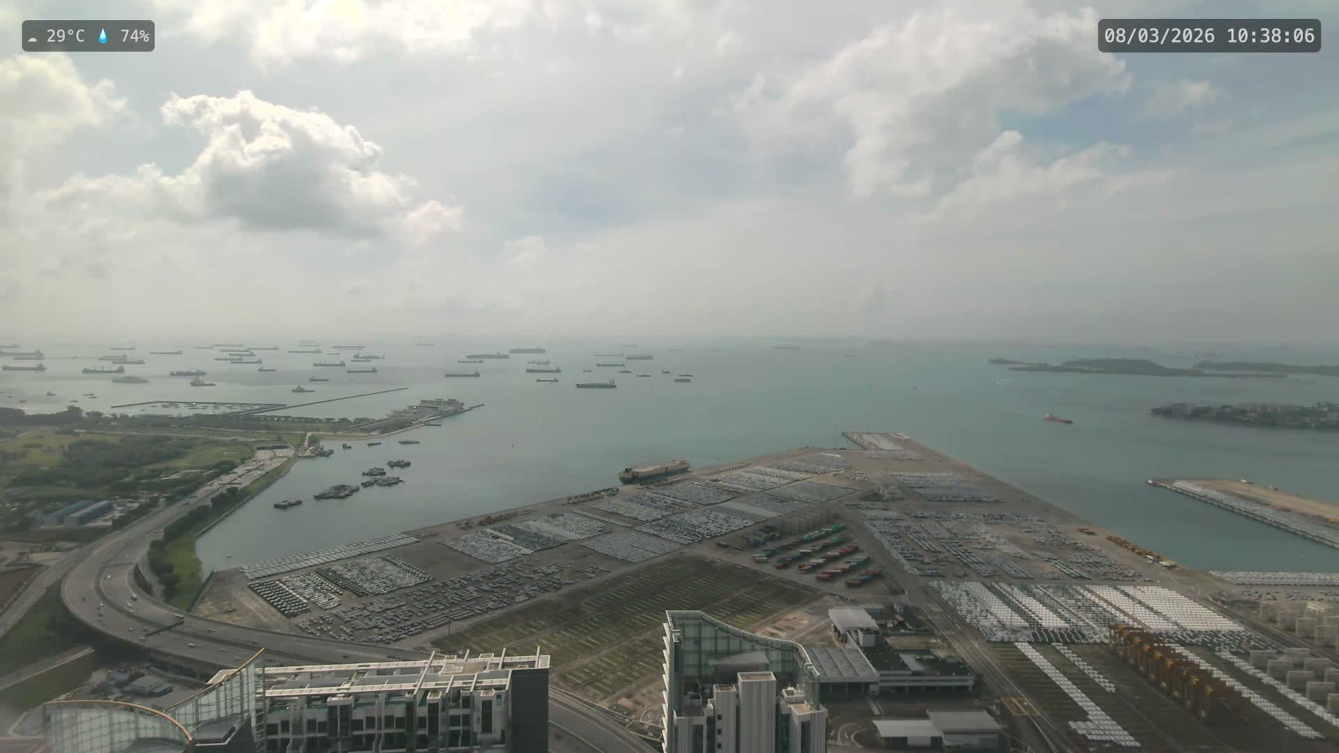 Singapore, Tanjong Pagar Port Terminal & Singapore Strait Skyline Live Cam - Tanjong Pagar, Downtown Core, Central, Area, Central Singapore, Singapore