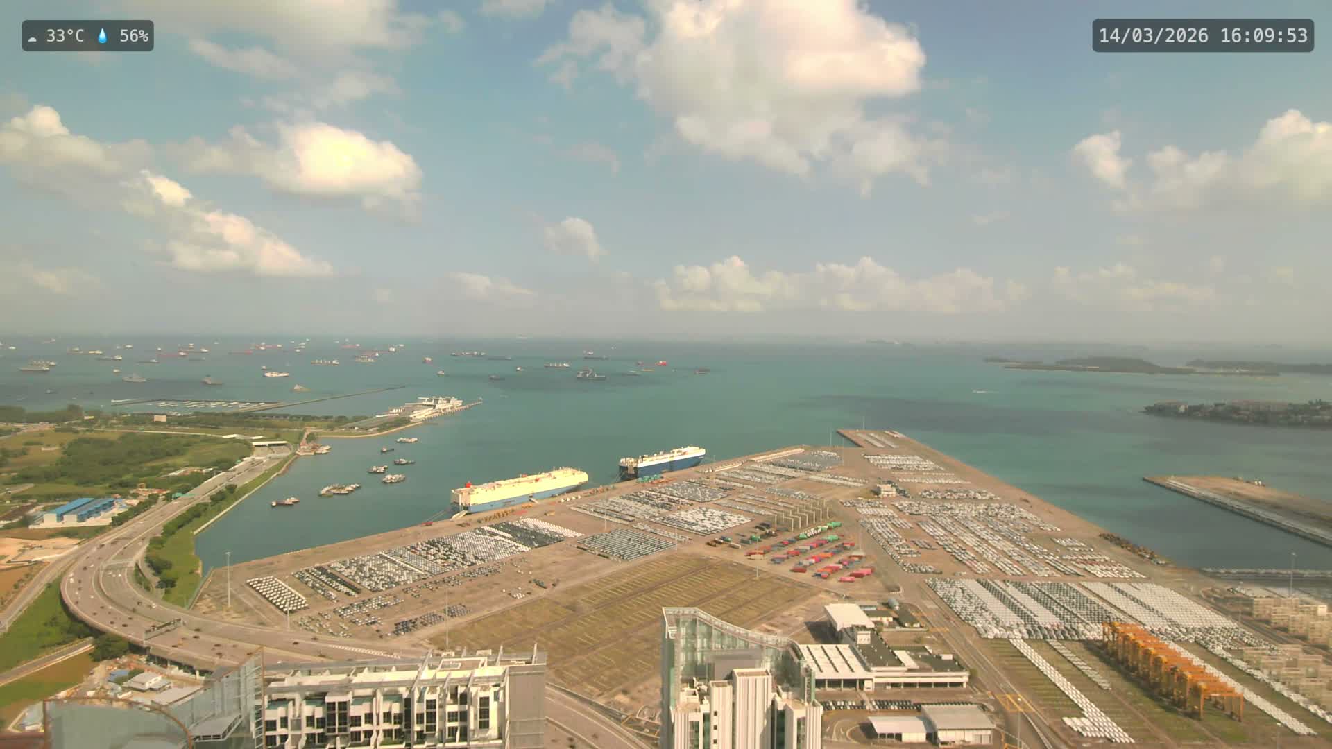 Singapore, Tanjong Pagar Port Terminal & Singapore Strait Skyline Live Cam - Tanjong Pagar, Downtown Core, Central, Area, Central Singapore, Singapore