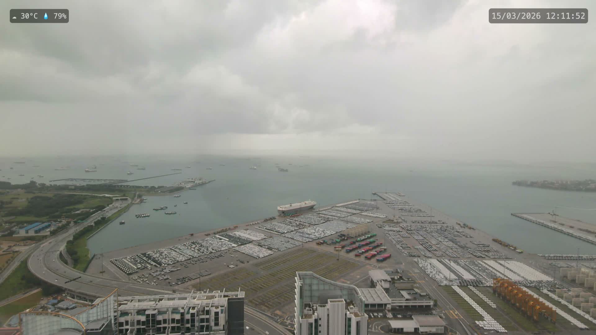 Singapore, Tanjong Pagar Port Terminal & Singapore Strait Skyline Live Cam - Tanjong Pagar, Downtown Core, Central, Area, Central Singapore, Singapore
