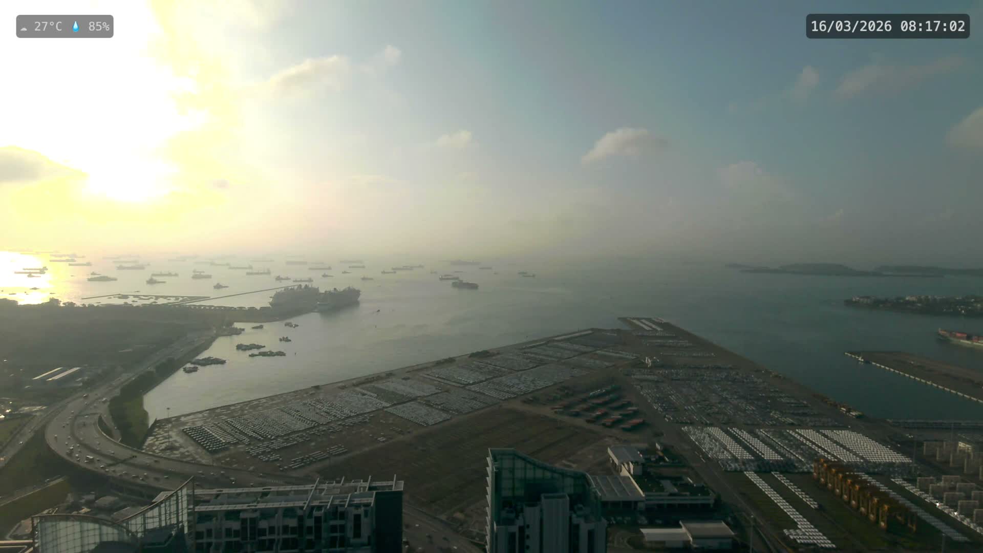 Singapore, Tanjong Pagar Port Terminal & Singapore Strait Skyline Live Cam - Tanjong Pagar, Downtown Core, Central, Area, Central Singapore, Singapore