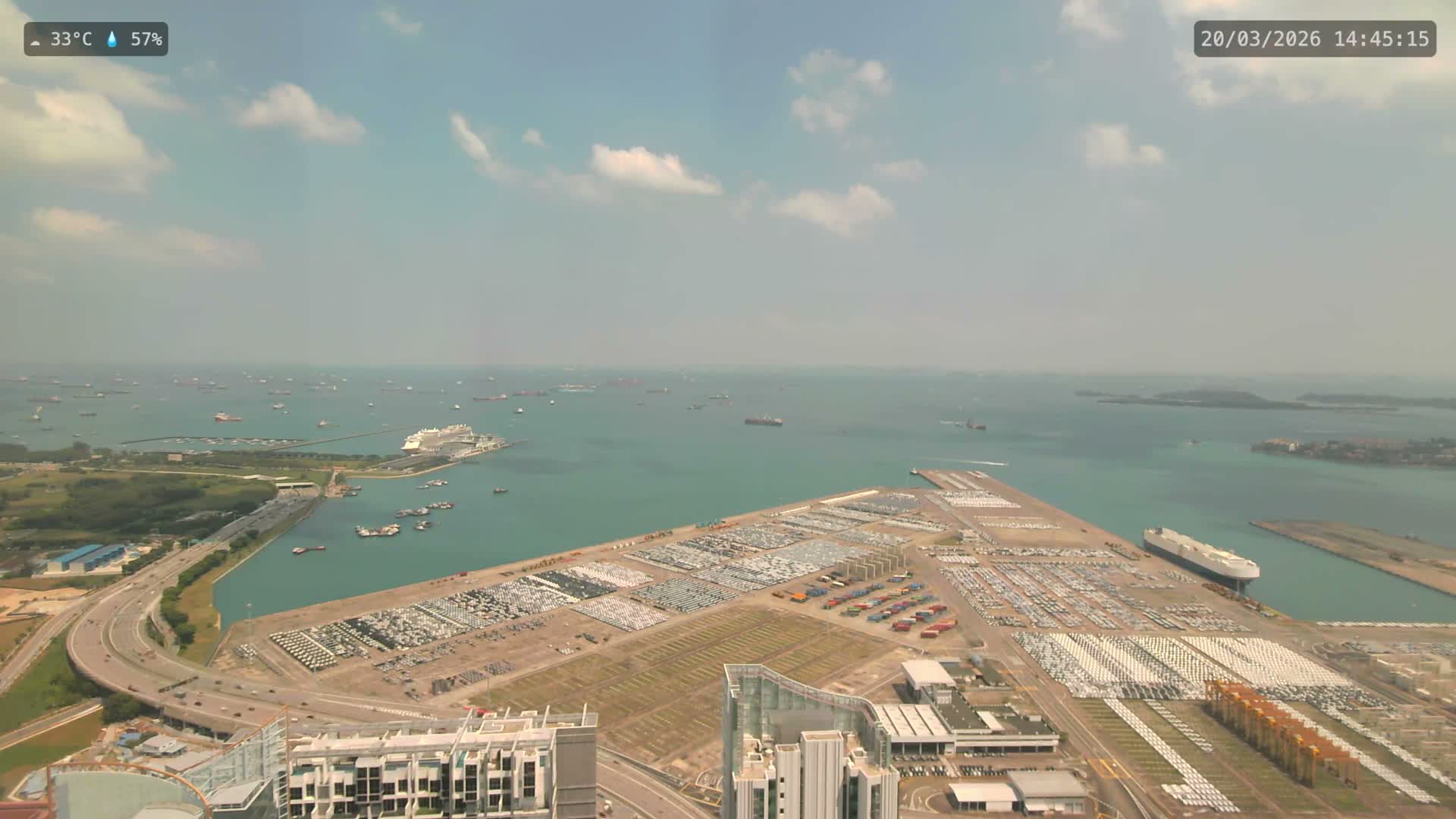 Singapore, Tanjong Pagar Port Terminal & Singapore Strait Skyline Live Cam - Tanjong Pagar, Downtown Core, Central, Area, Central Singapore, Singapore