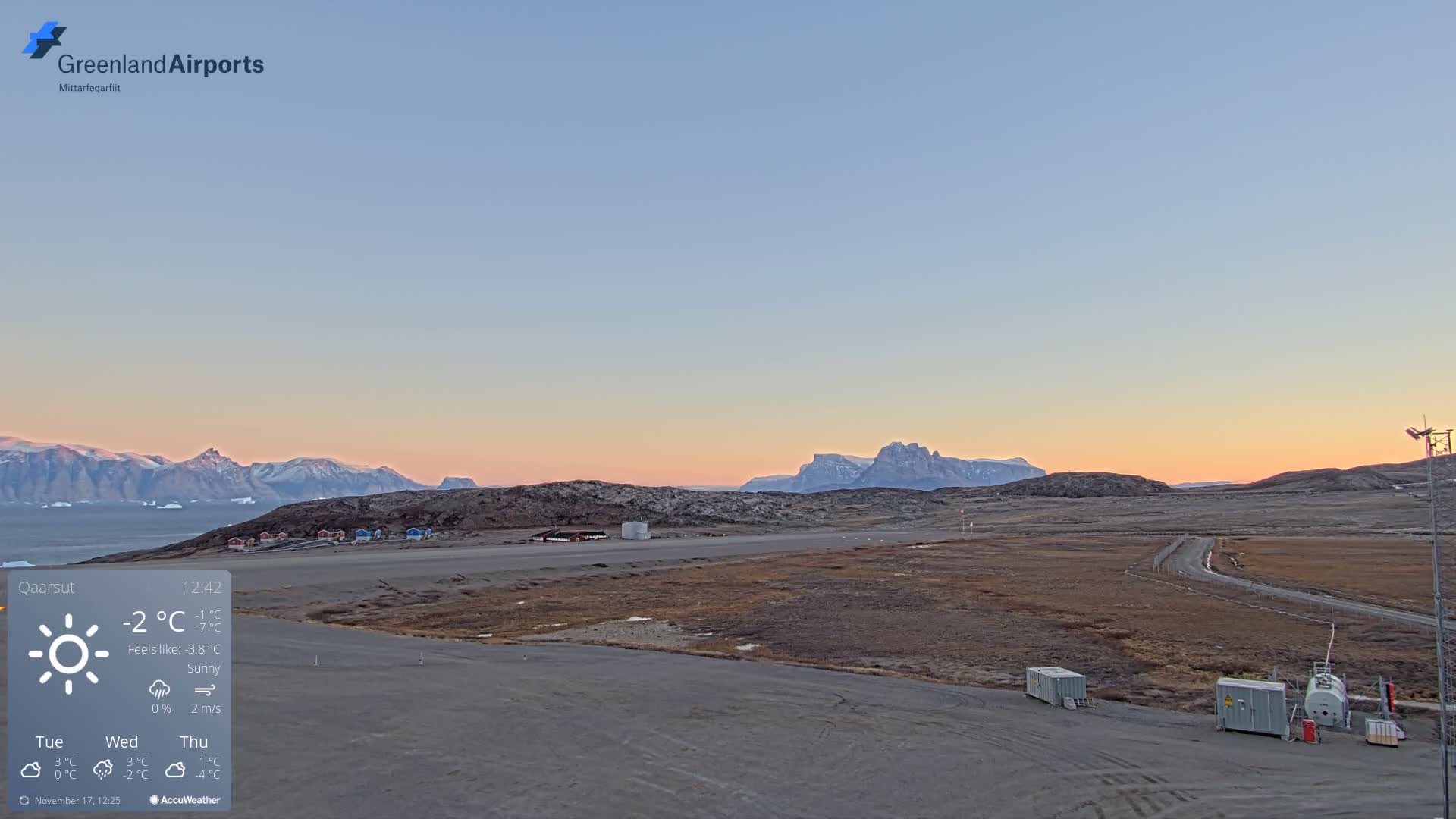 Qaarsut Airport (Mittarfik Qaarsut) East Towards View Live Cam JQA / BGUQ  - Qaarsut, Avannaata, Greenland, Denmark