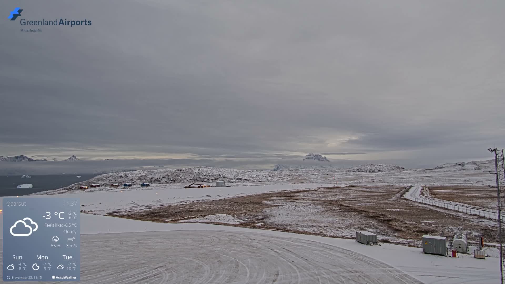 Qaarsut Airport (Mittarfik Qaarsut) East Towards View Live Cam JQA / BGUQ  - Qaarsut, Avannaata, Greenland, Denmark
